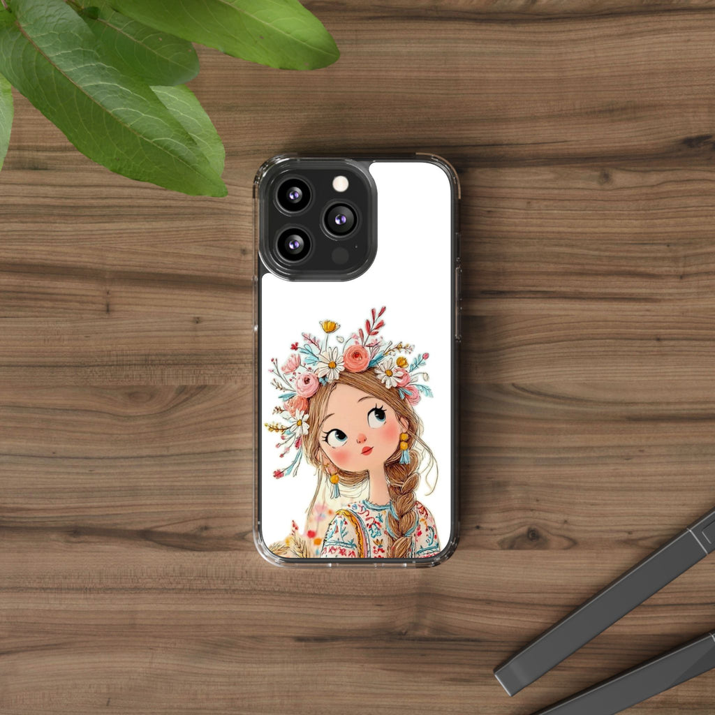 Floral Crown Girl Clear Phone Case