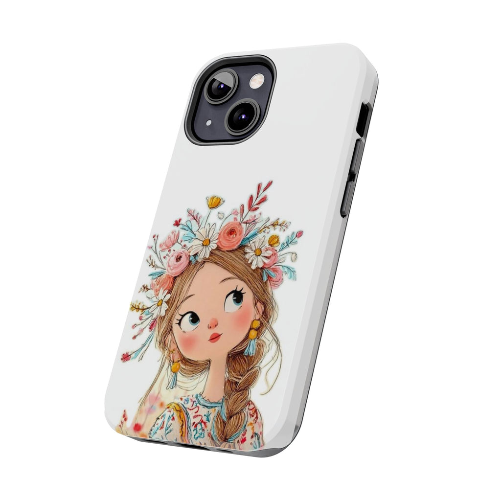 Floral Boho Girl Tough Phone Case — Cute Flower Crown Protection