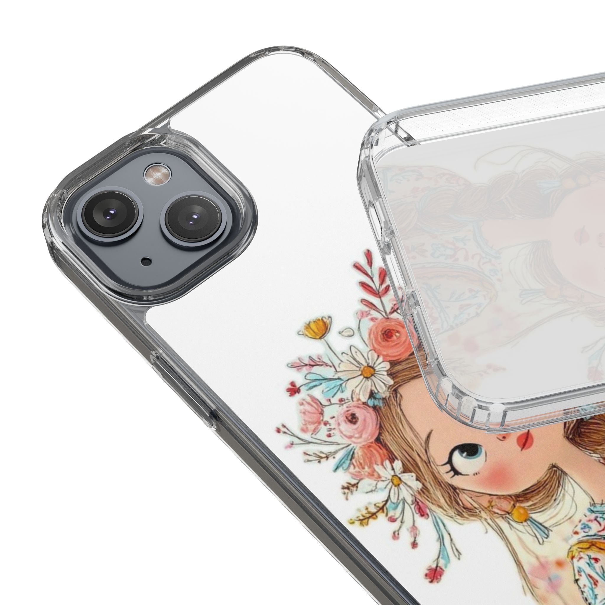 Floral Crown Girl Clear Phone Case