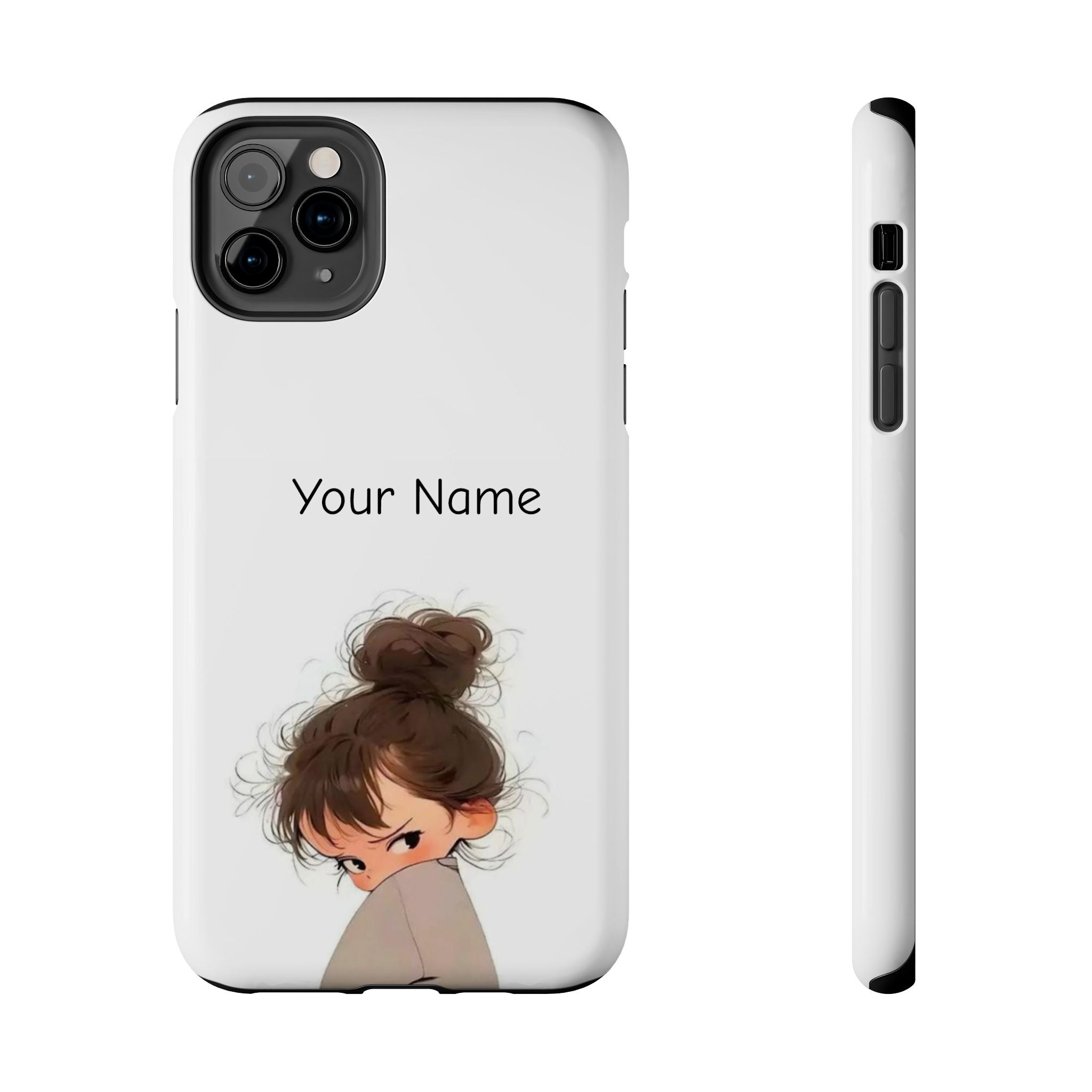 Personalized Cute Girl Tough Phone Case — Custom Name Protective iPhone Case