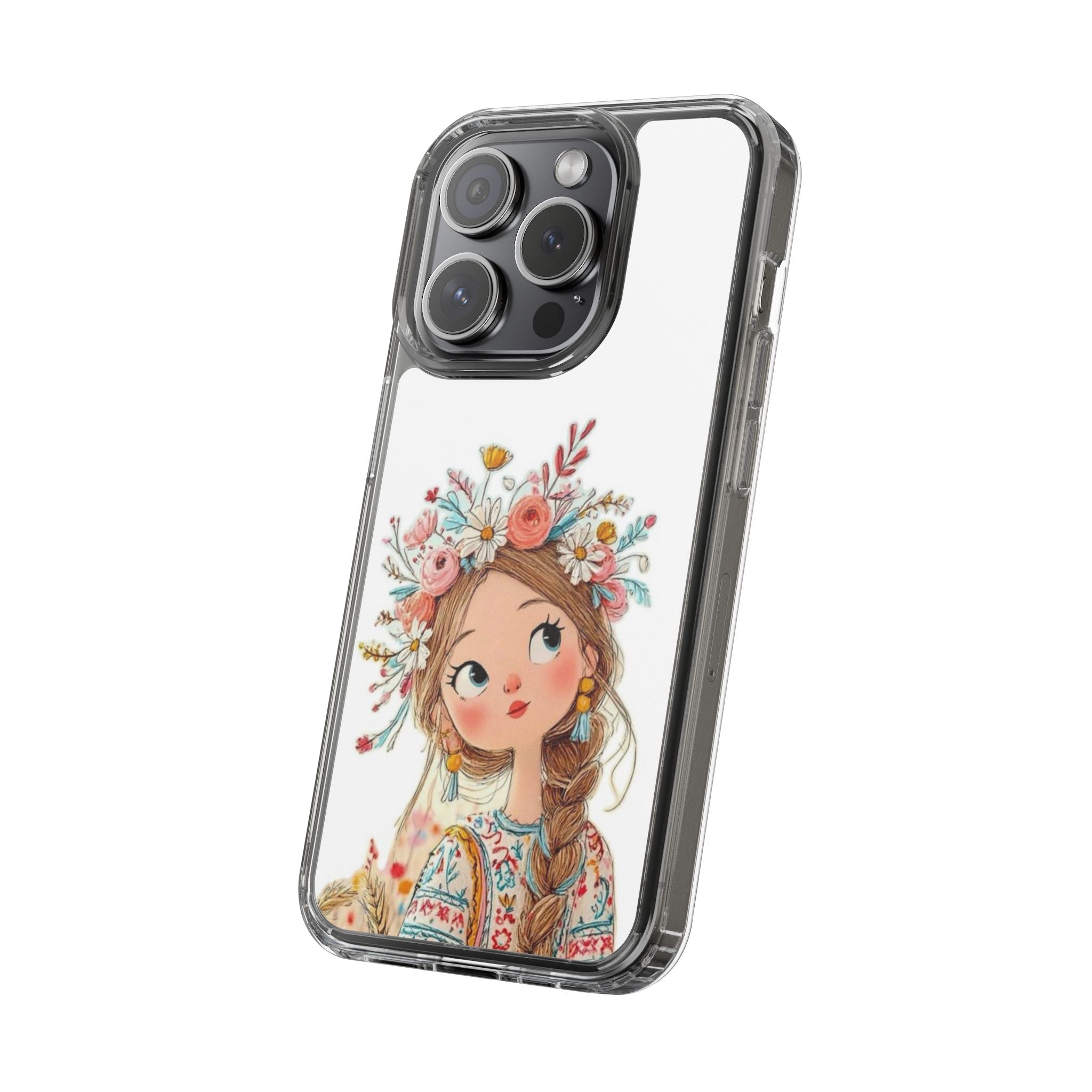 Floral Crown Girl Clear Phone Case