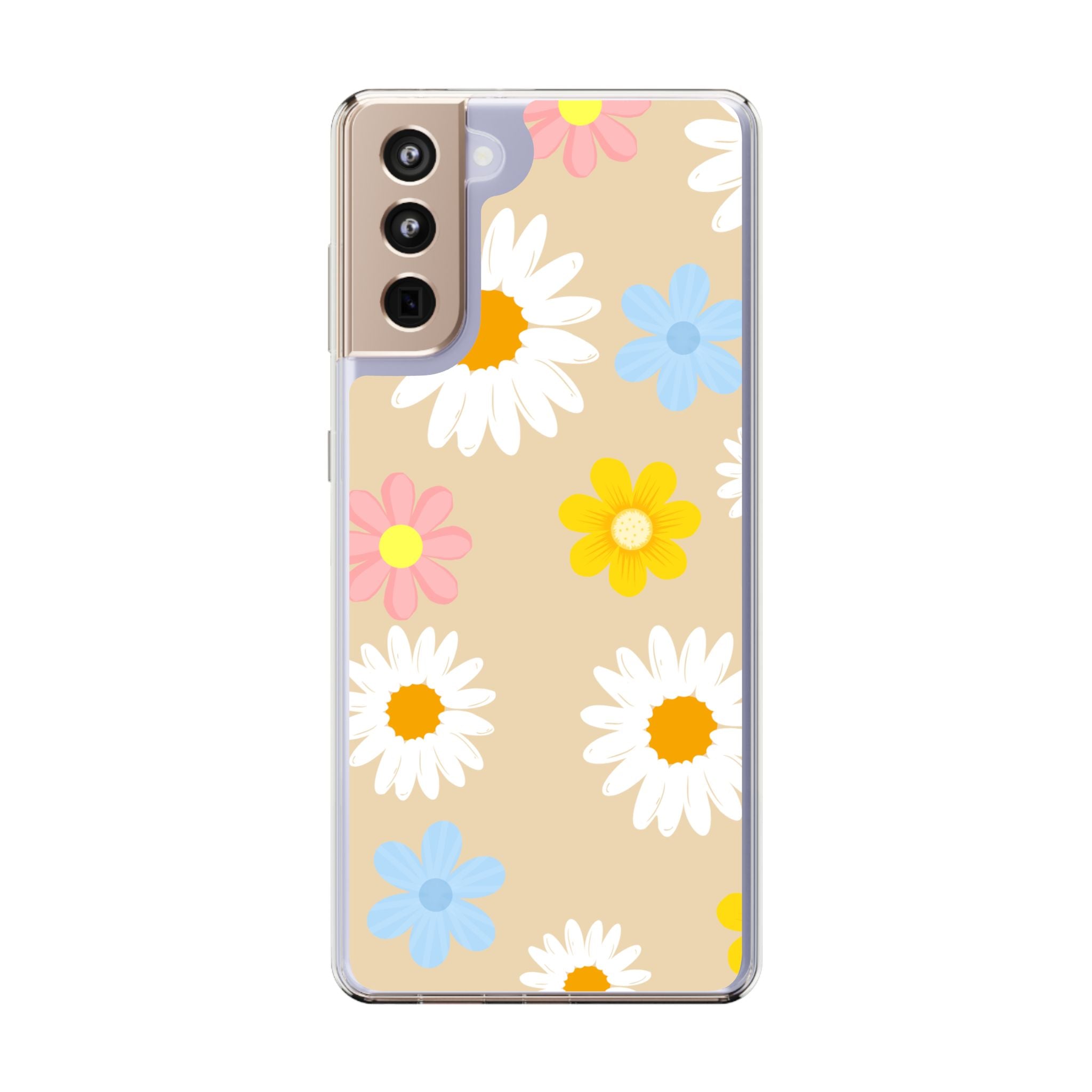 Daisy Floral Clear Phone Case — Pastel Flowers Protective iPhone Cover