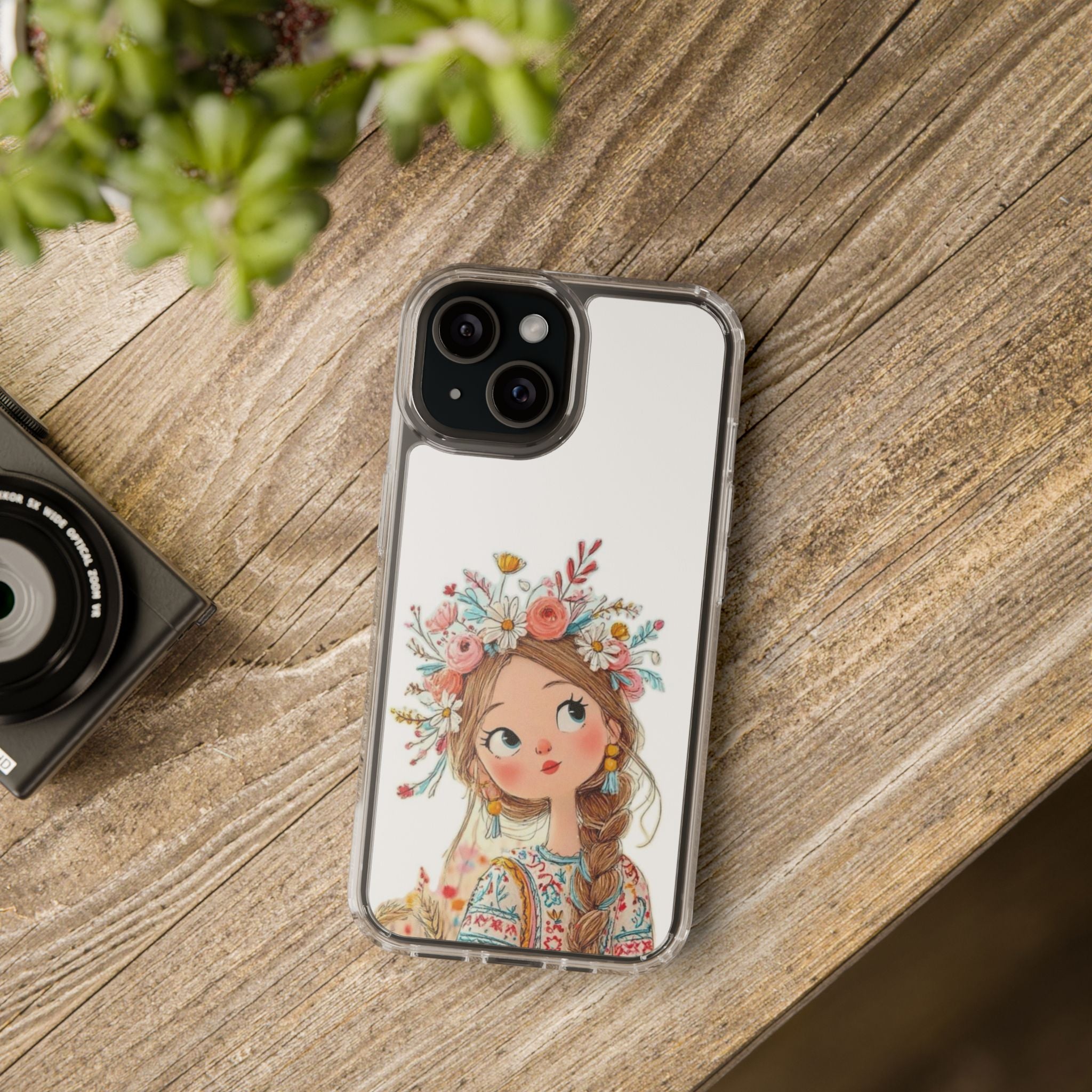 Floral Crown Girl Clear Phone Case
