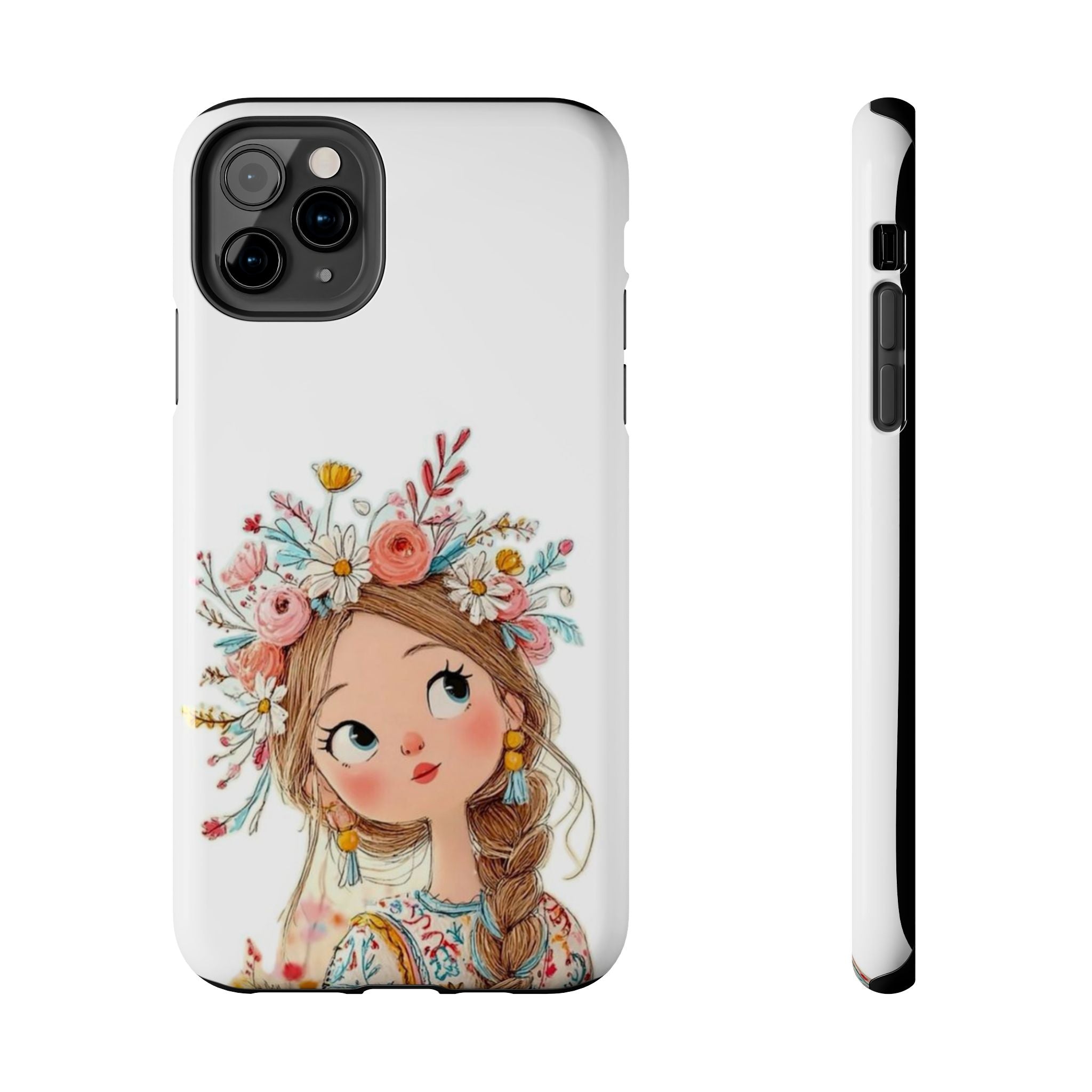 Floral Boho Girl Tough Phone Case — Cute Flower Crown Protection