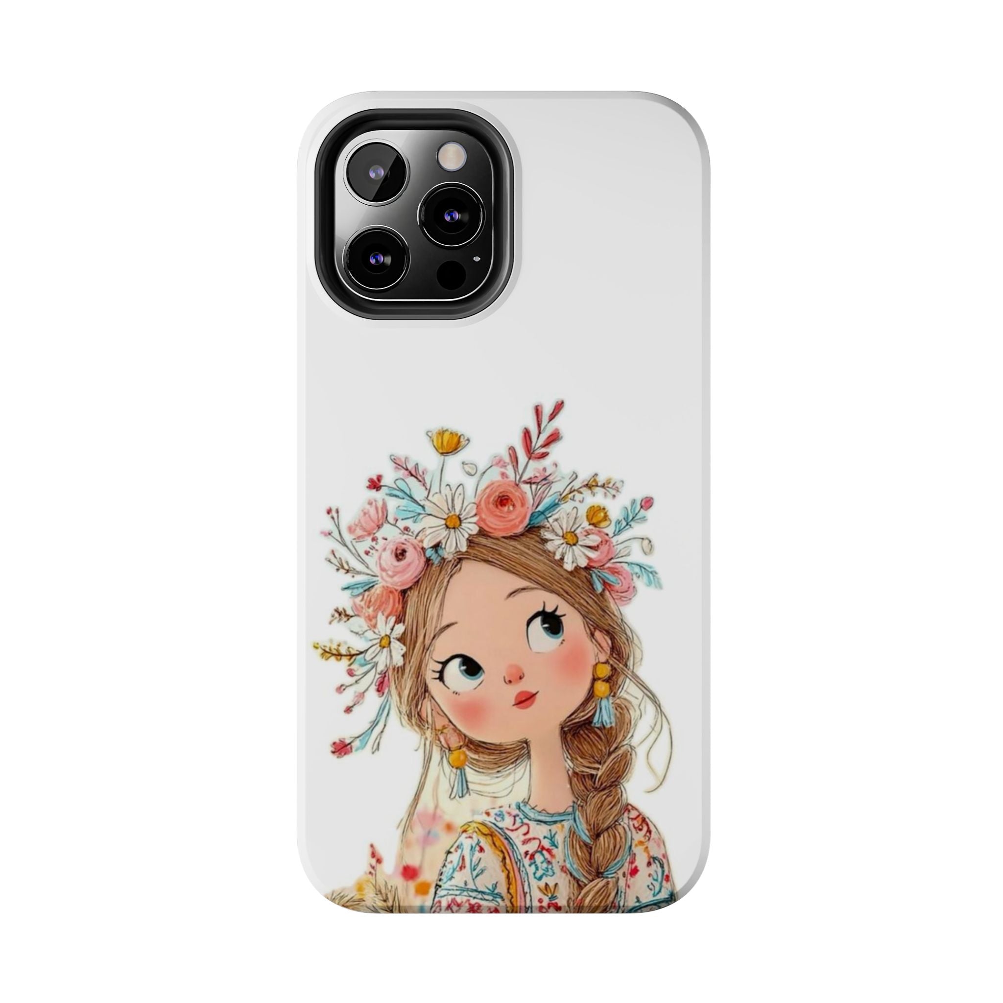 Floral Boho Girl Tough Phone Case — Cute Flower Crown Protection