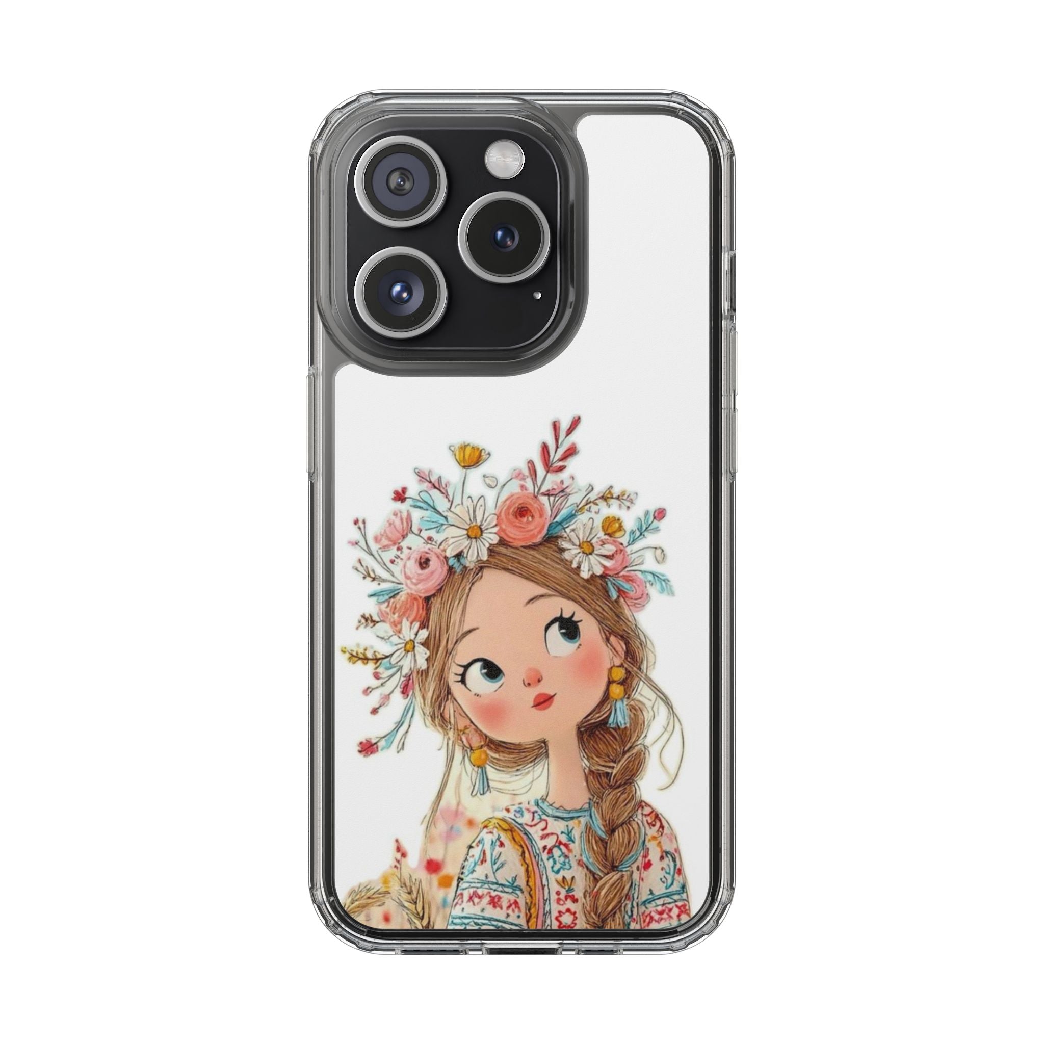Floral Crown Girl Clear Phone Case