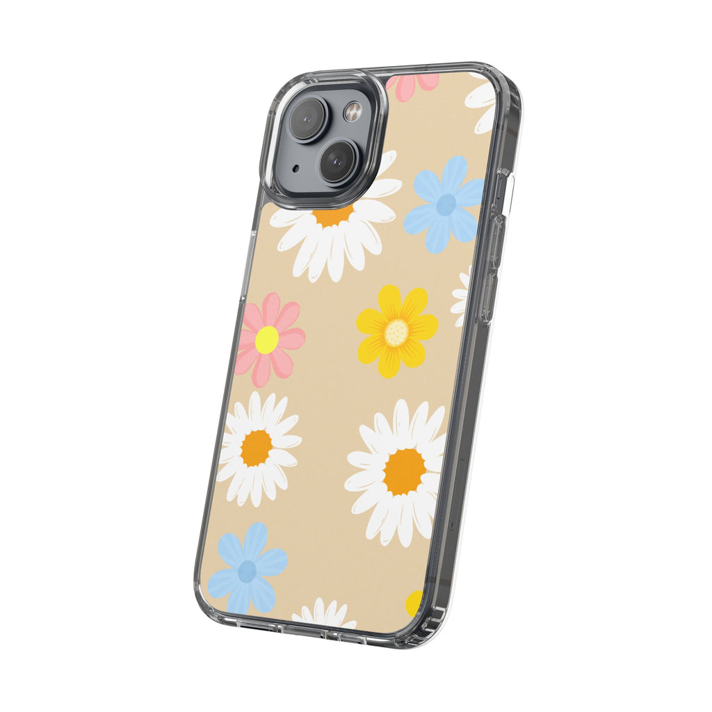 Daisy Floral Clear Phone Case — Pastel Flowers Protective iPhone Cover