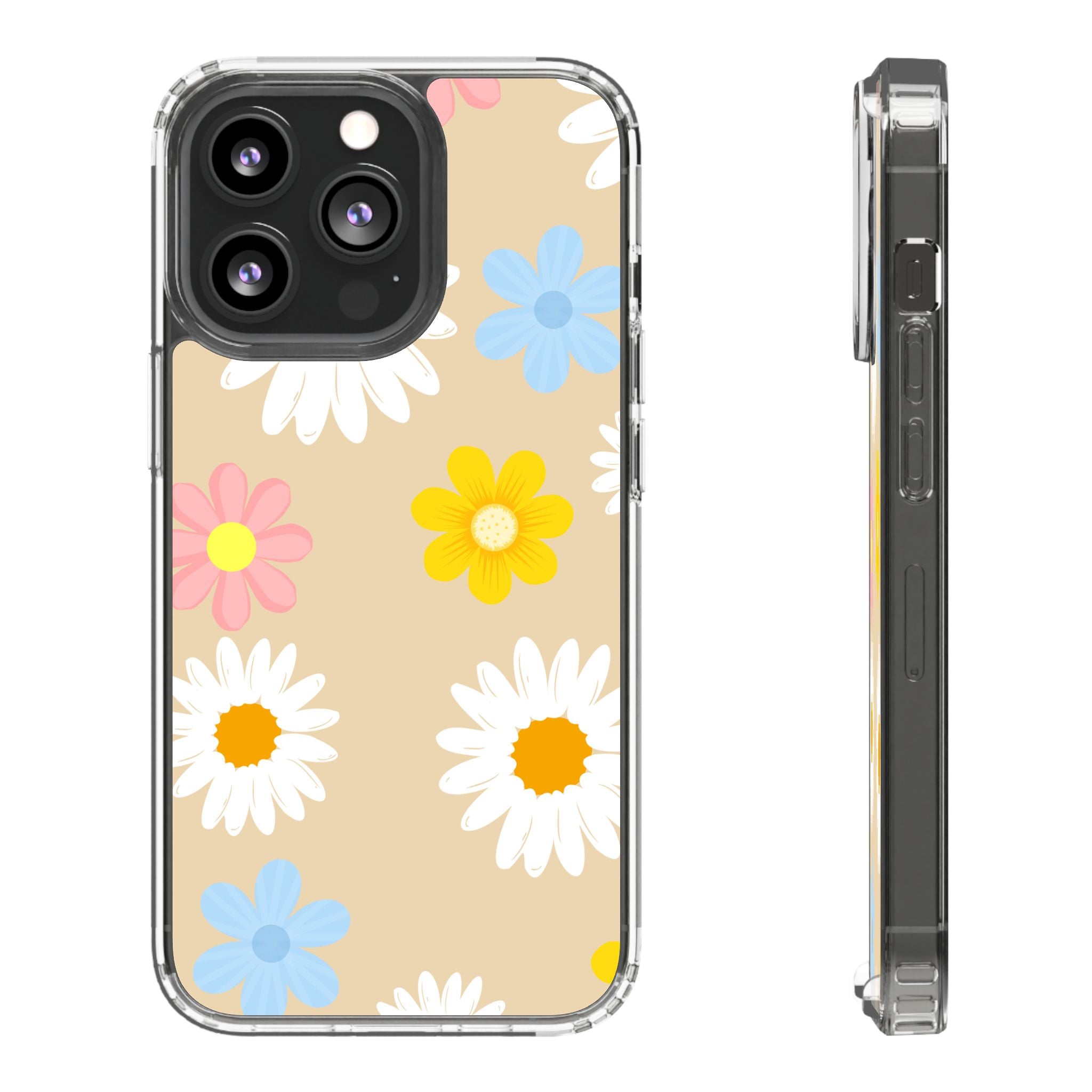 Daisy Floral Clear Phone Case — Pastel Flowers Protective iPhone Cover