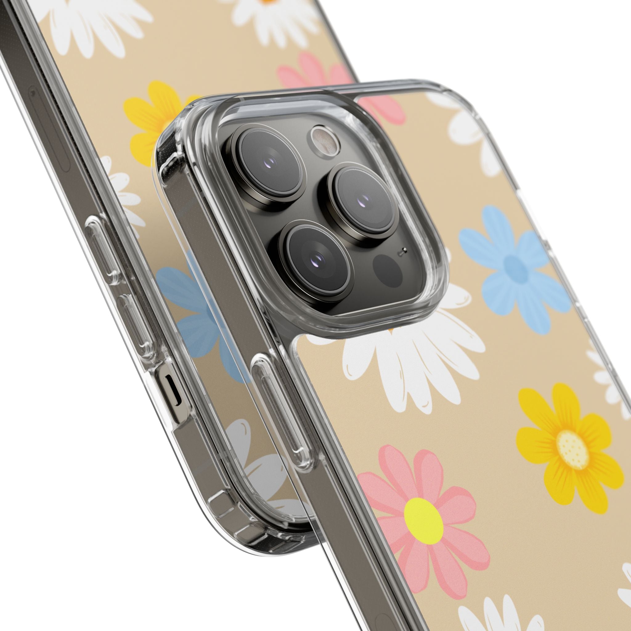 Daisy Floral Clear Phone Case — Pastel Flowers Protective iPhone Cover