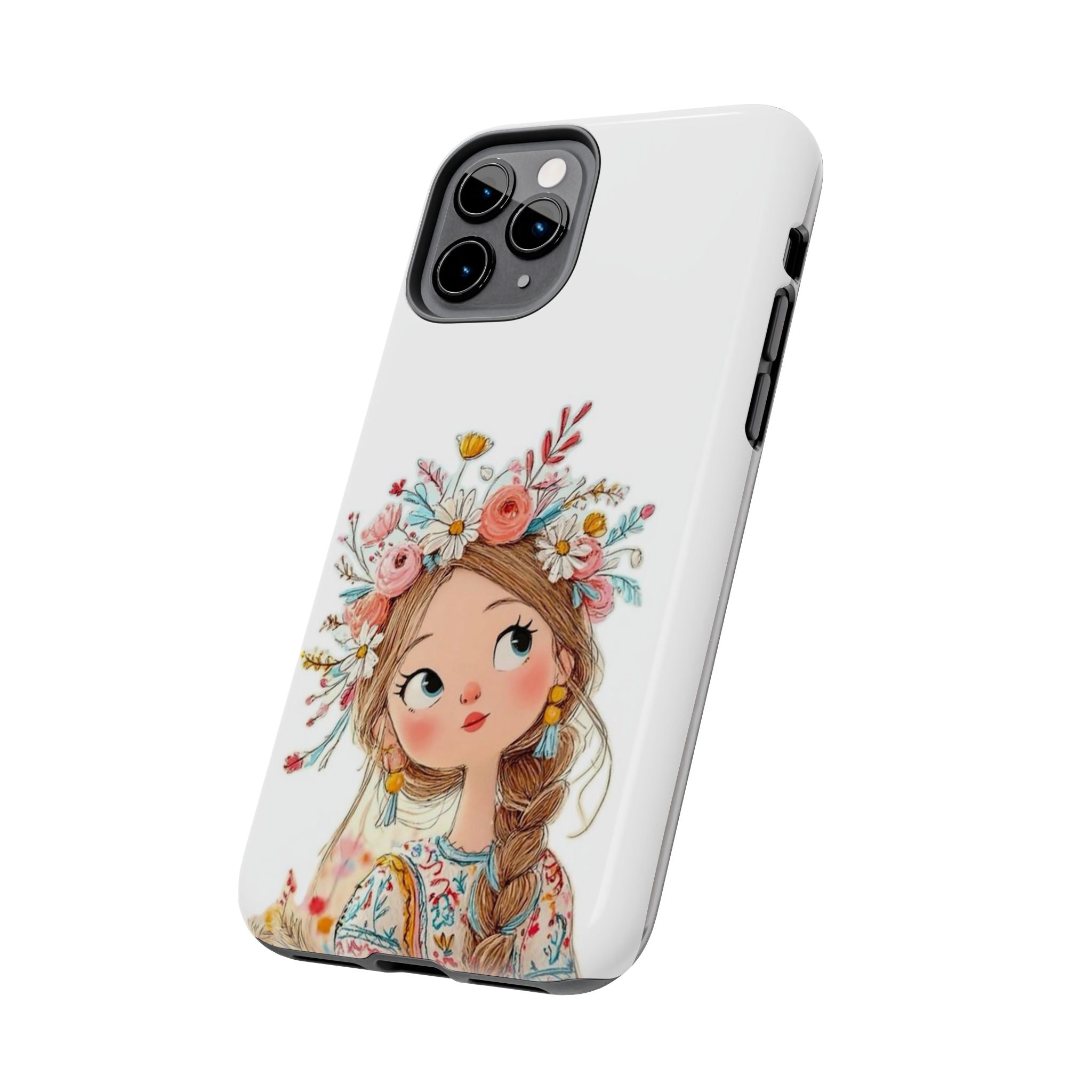 Floral Boho Girl Tough Phone Case — Cute Flower Crown Protection