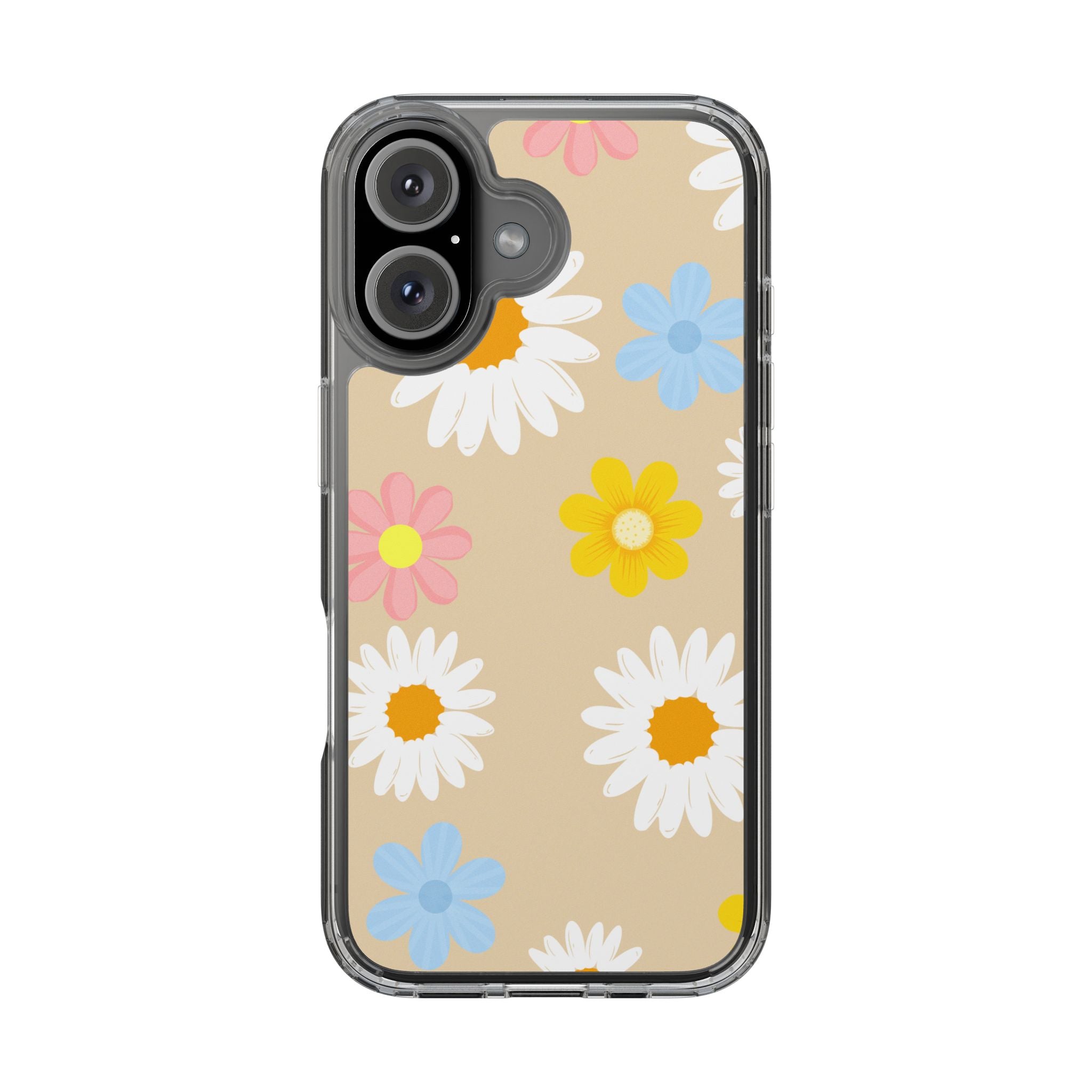 Daisy Floral Clear Phone Case — Pastel Flowers Protective iPhone Cover