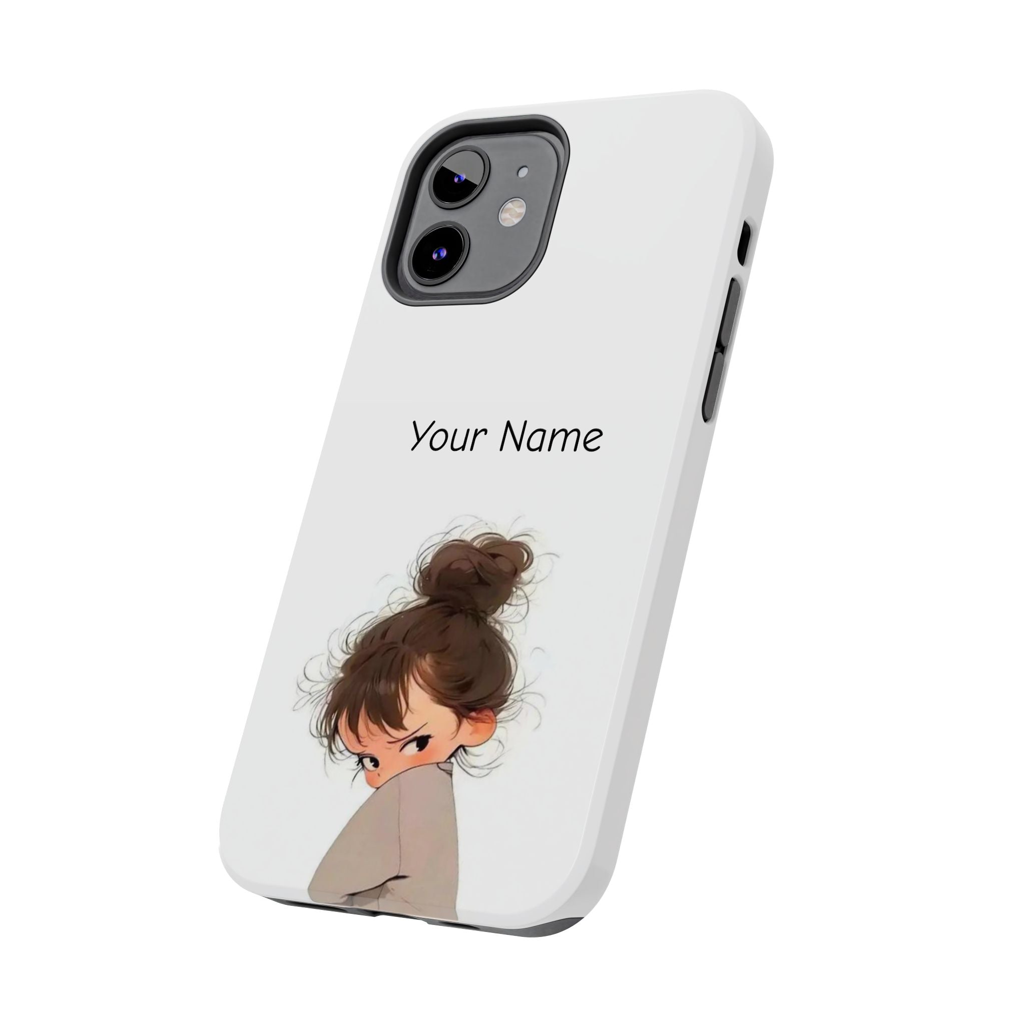 Personalized Cute Girl Tough Phone Case — Custom Name Protective iPhone Case