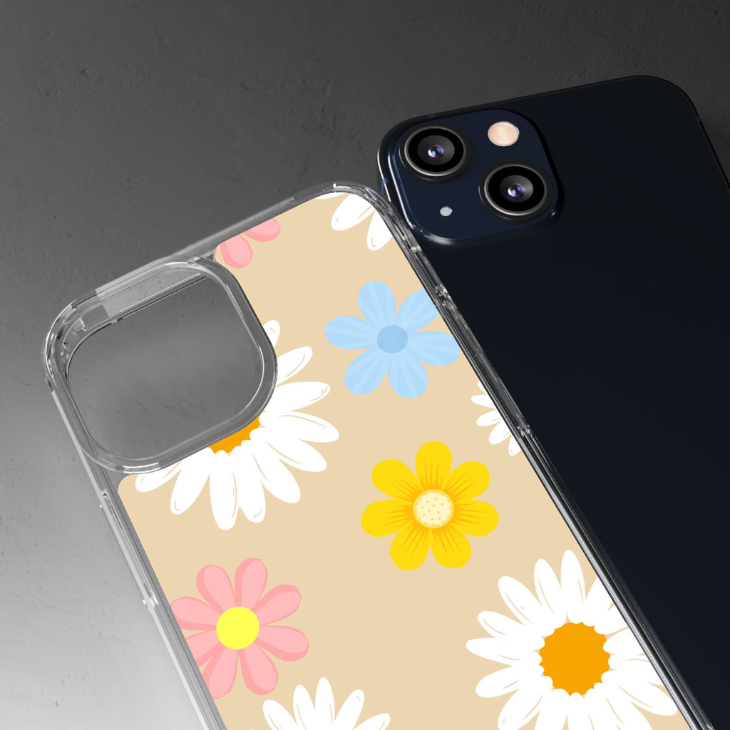 Daisy Floral Clear Phone Case — Pastel Flowers Protective iPhone Cover