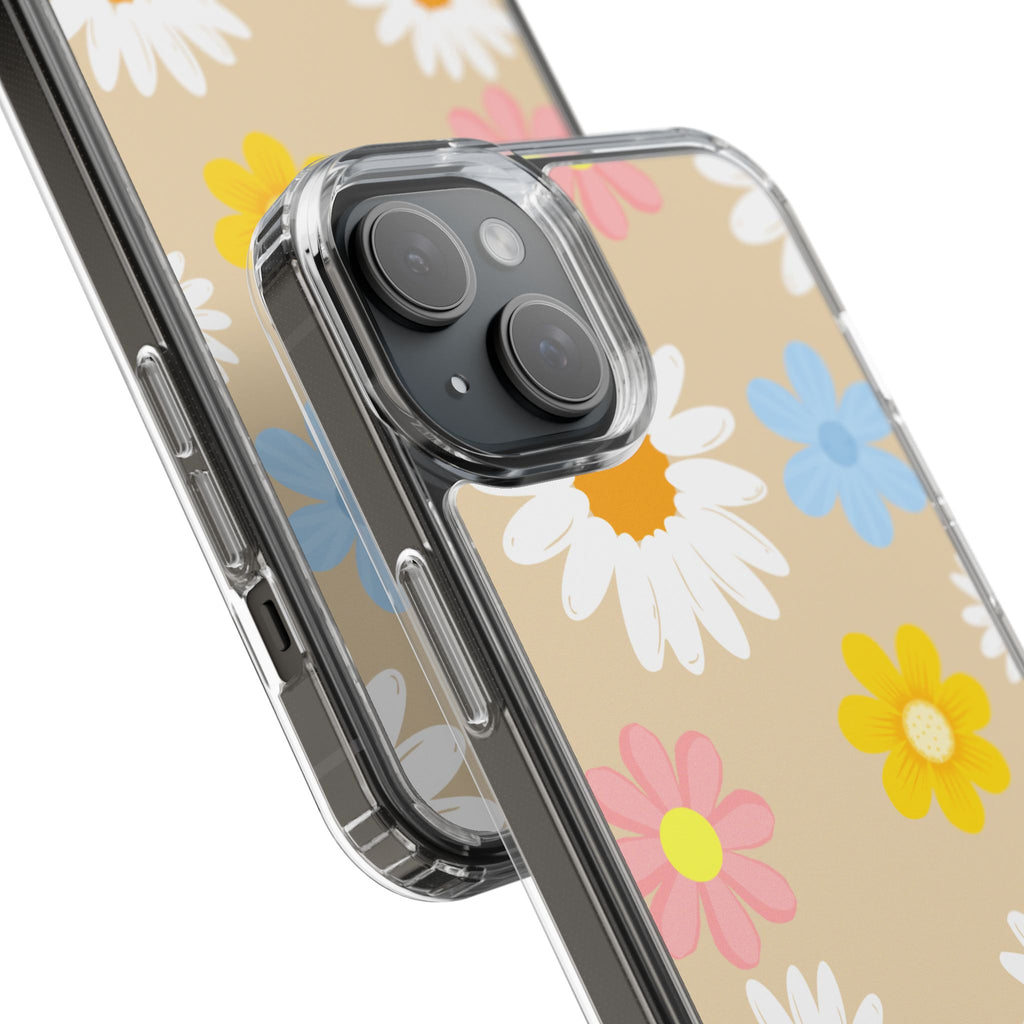 Daisy Floral Clear Phone Case — Pastel Flowers Protective iPhone Cover