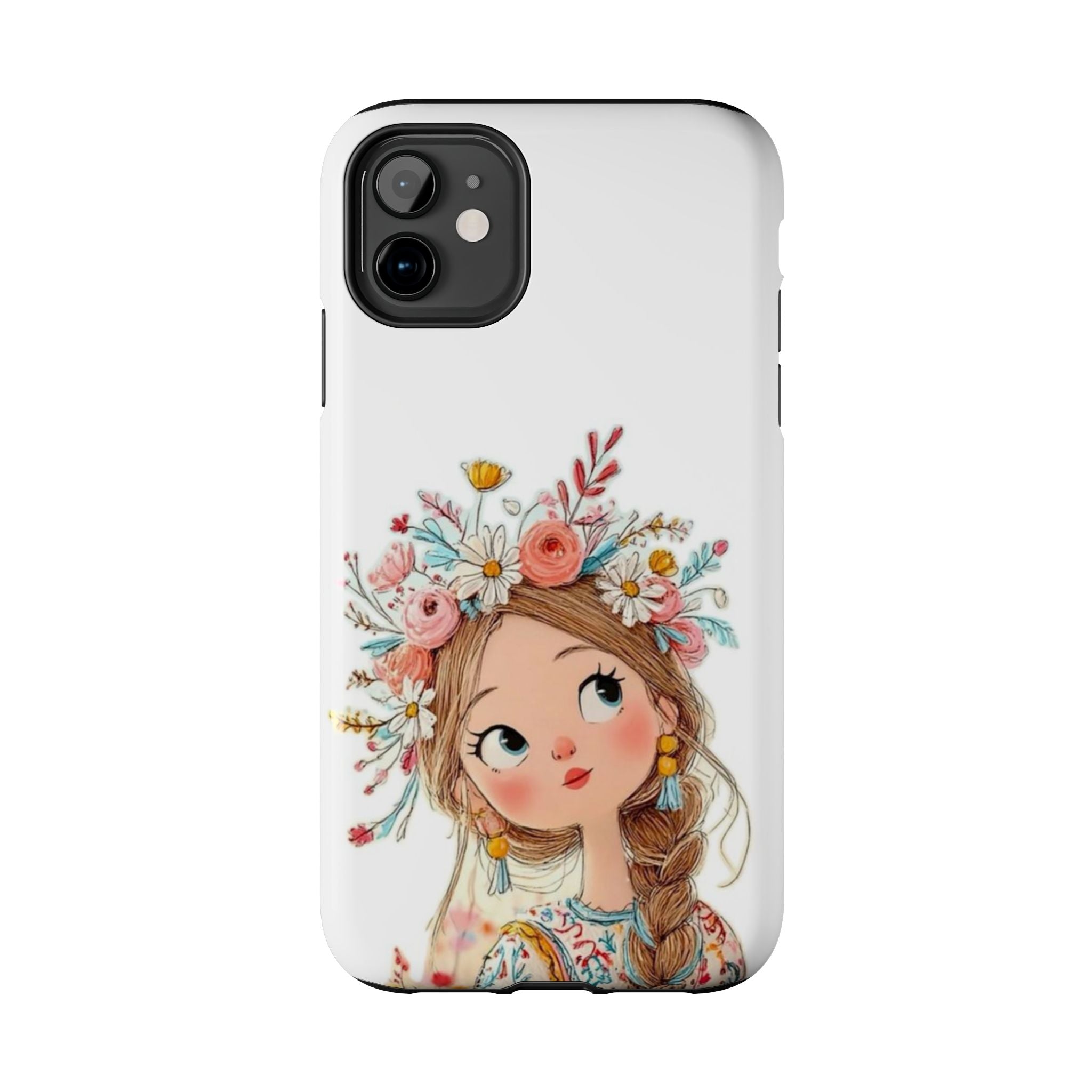 Floral Boho Girl Tough Phone Case — Cute Flower Crown Protection