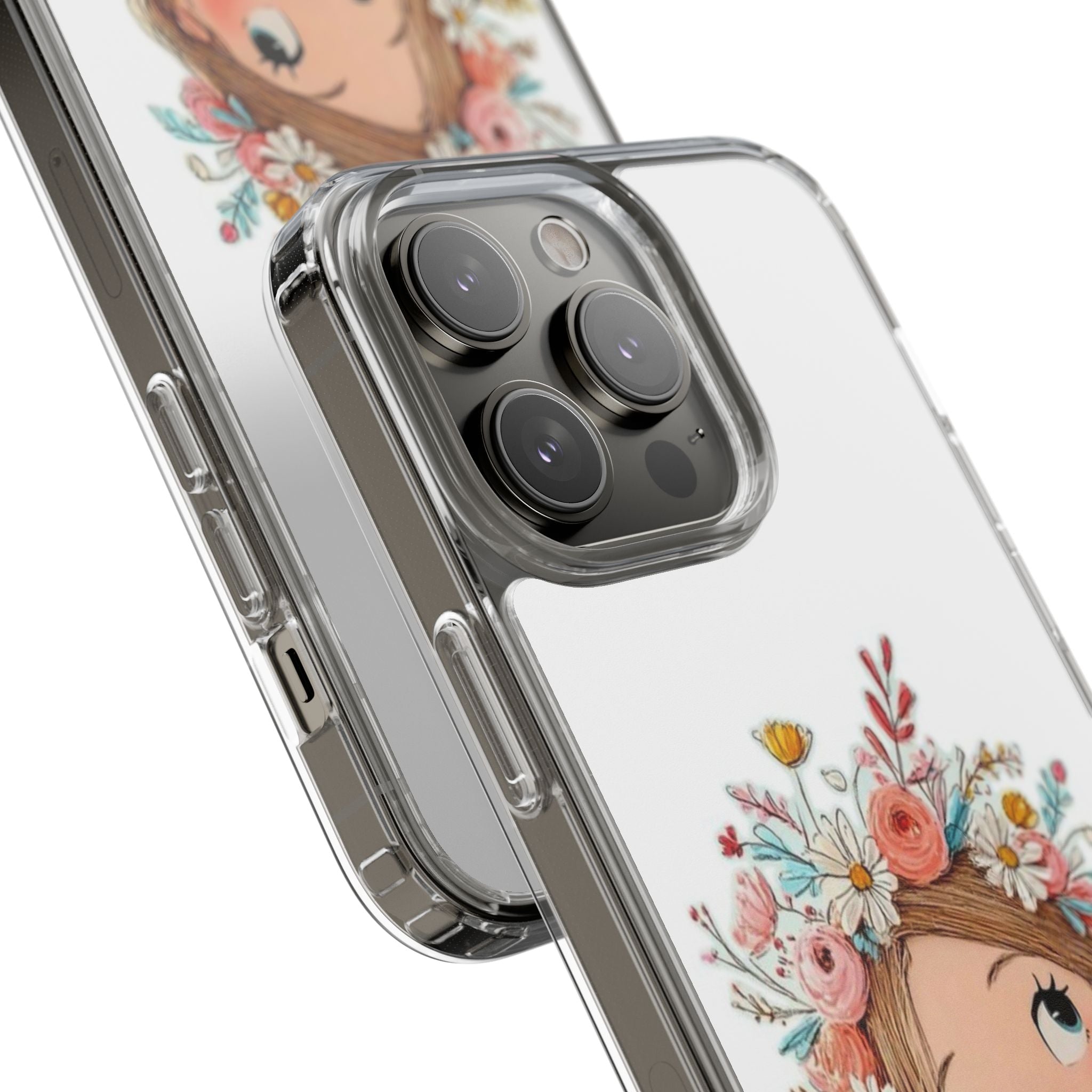 Floral Crown Girl Clear Phone Case