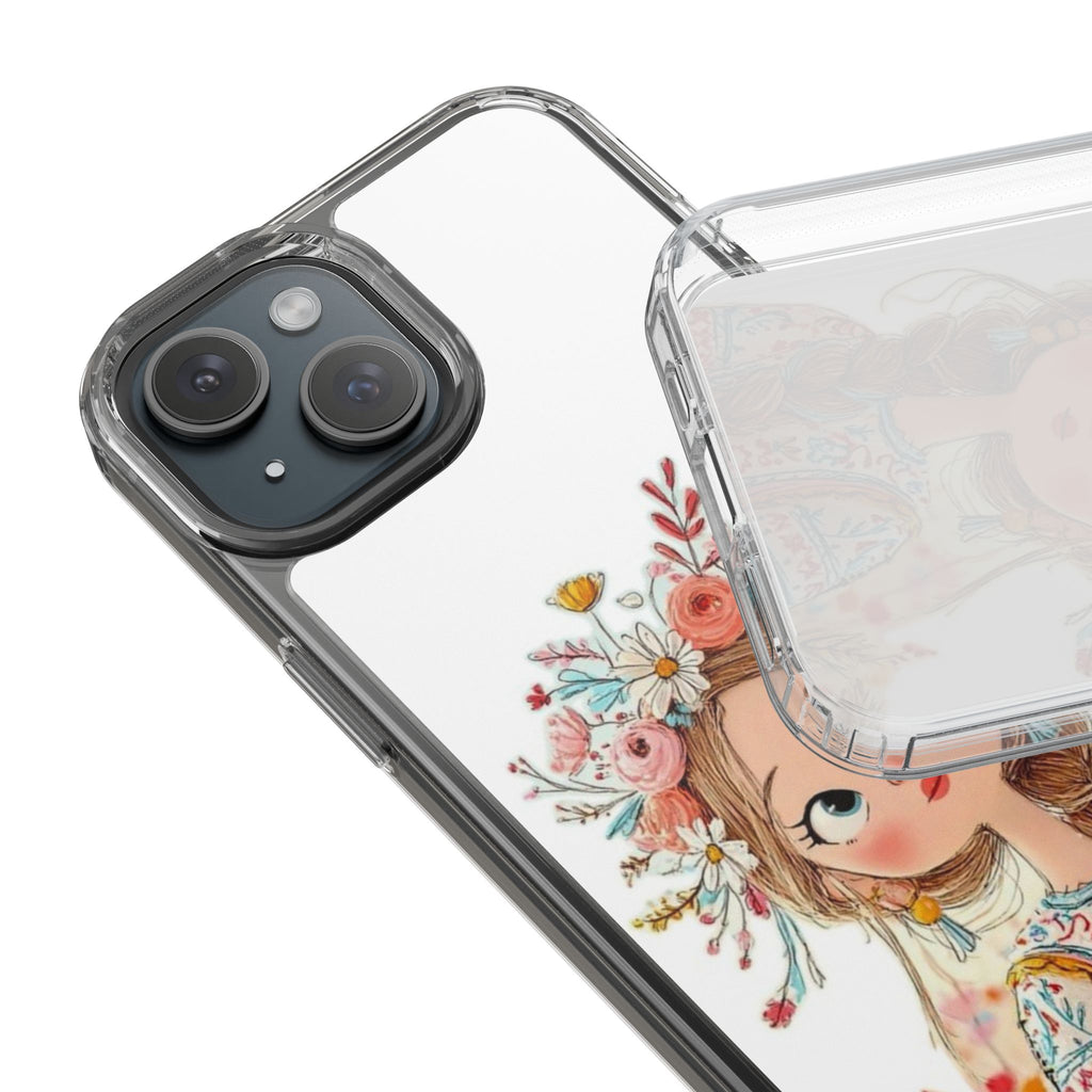 Floral Crown Girl Clear Phone Case
