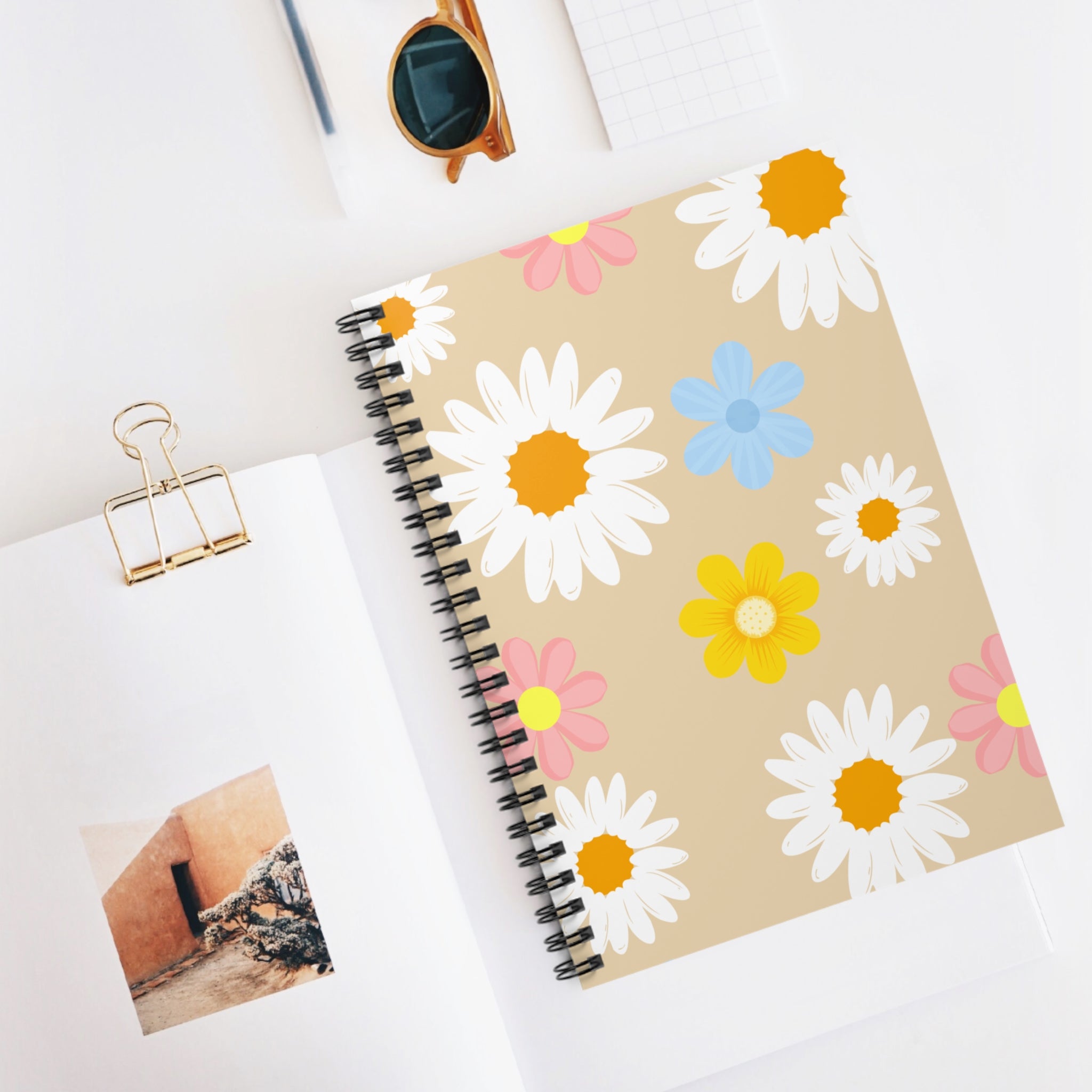 Daisy Floral Spiral Notebook — Ruled Lined Journal