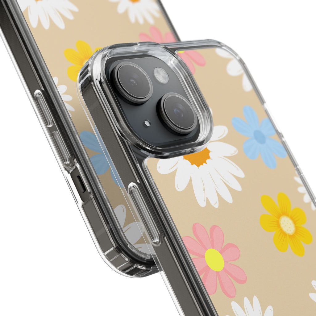 Daisy Floral Clear Phone Case — Pastel Flowers Protective iPhone Cover