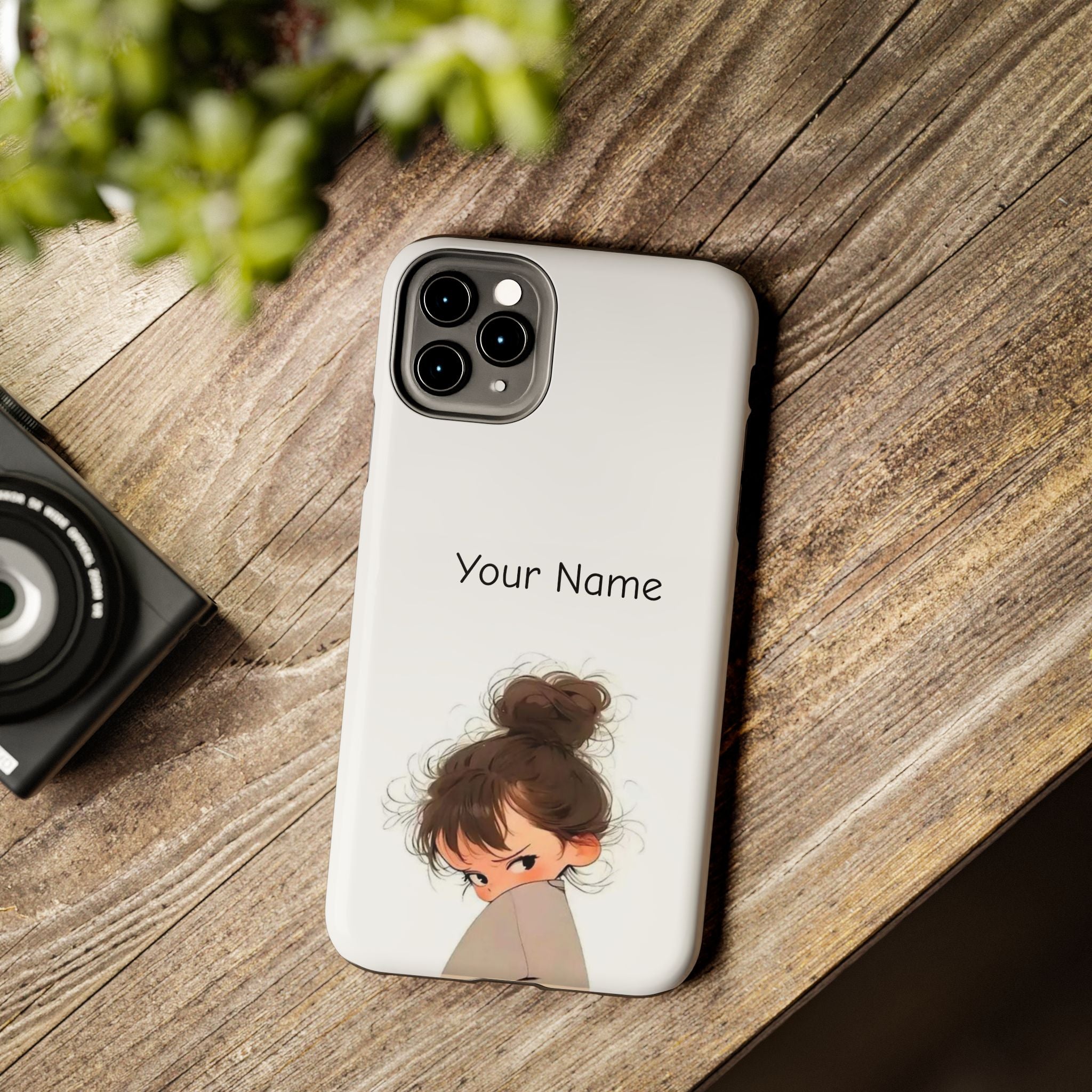 Personalized Cute Girl Tough Phone Case — Custom Name Protective iPhone Case