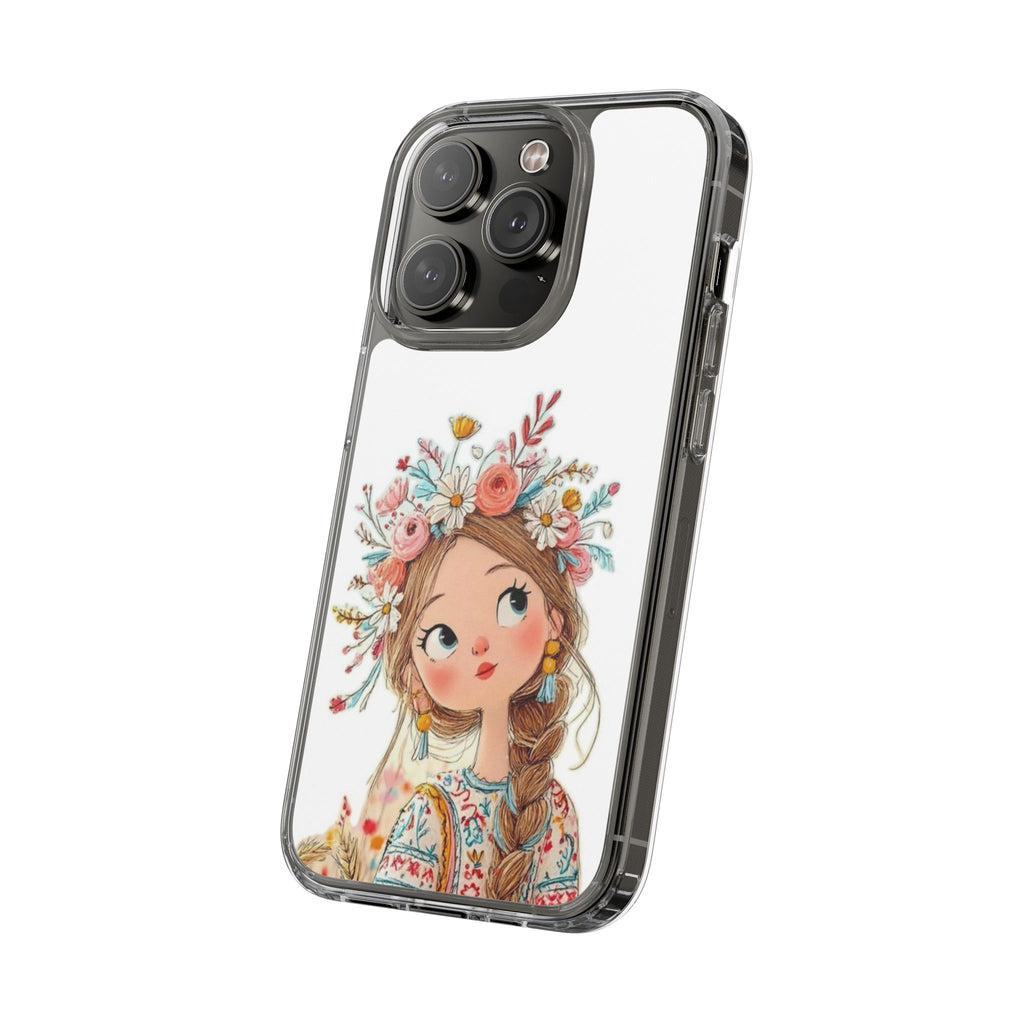 Floral Crown Girl Clear Phone Case
