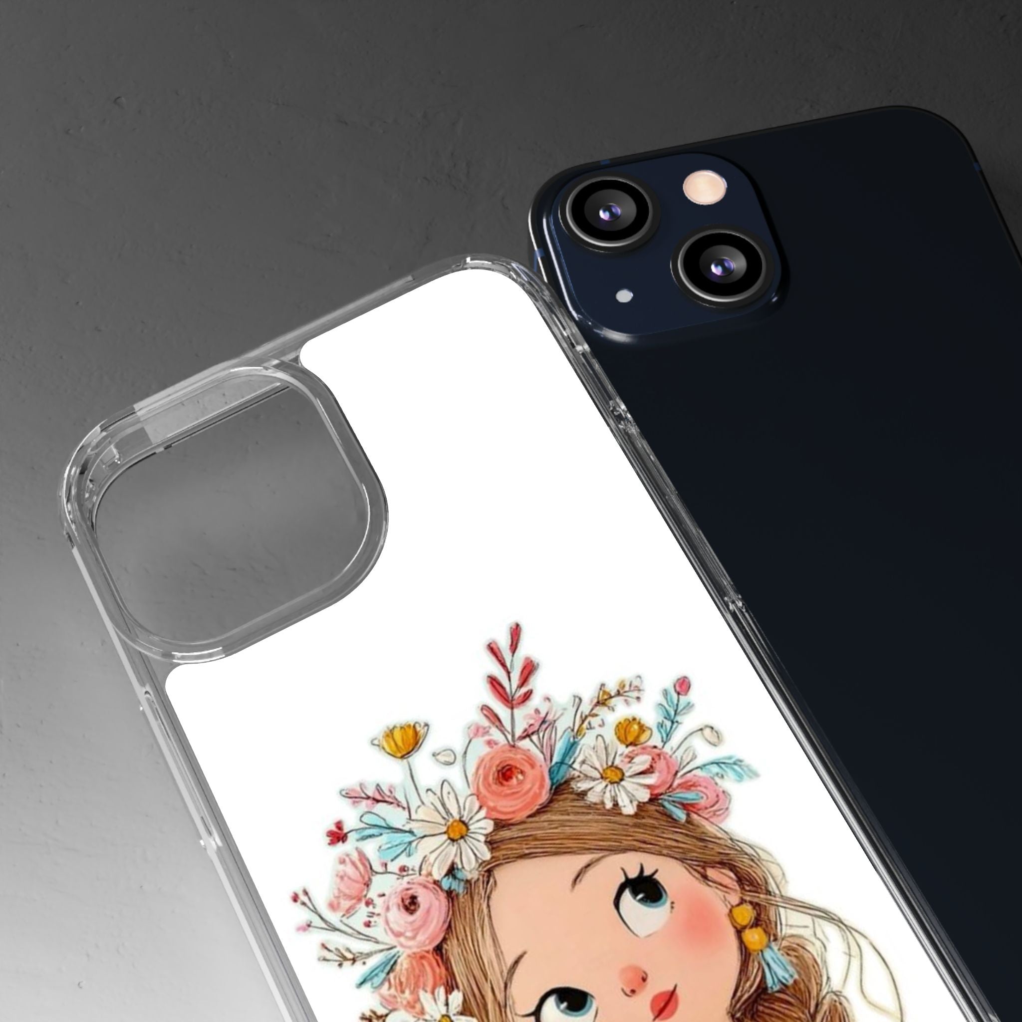 Floral Crown Girl Clear Phone Case