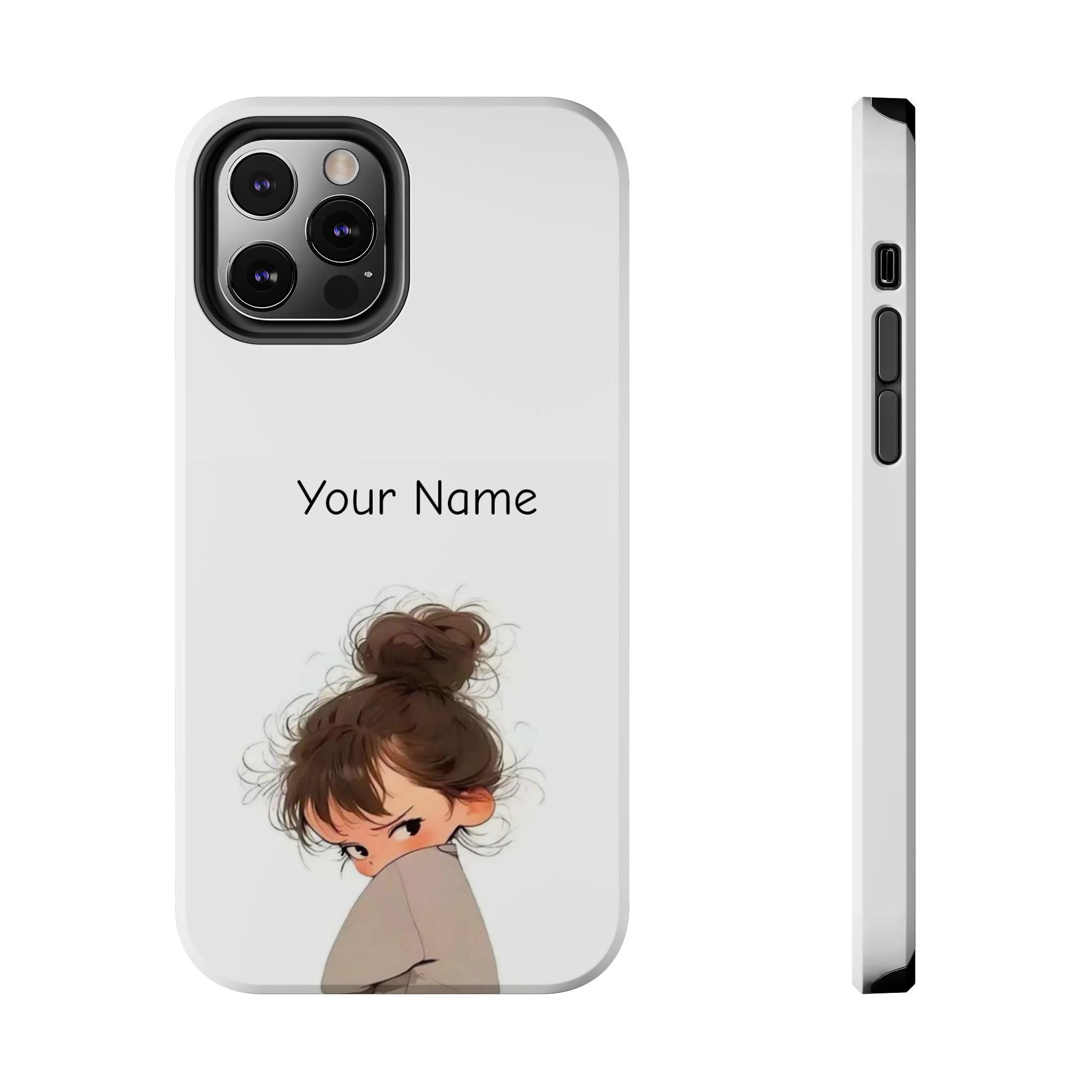 Personalized Cute Girl Tough Phone Case — Custom Name Protective iPhone Case