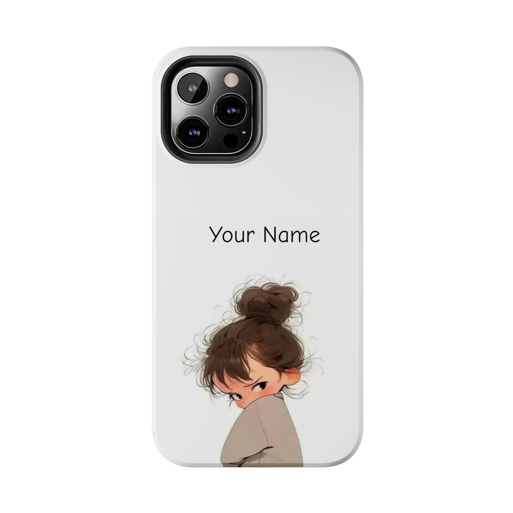 Personalized Cute Girl Tough Phone Case — Custom Name Protective iPhone Case