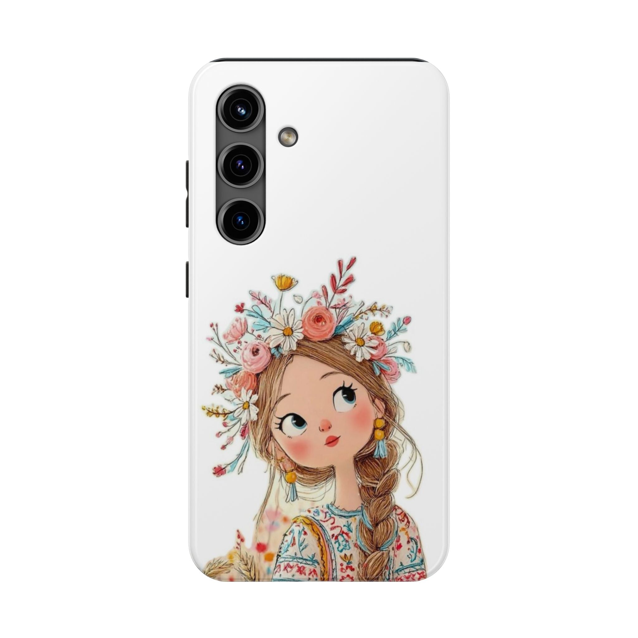 Floral Boho Girl Tough Phone Case — Cute Flower Crown Protection