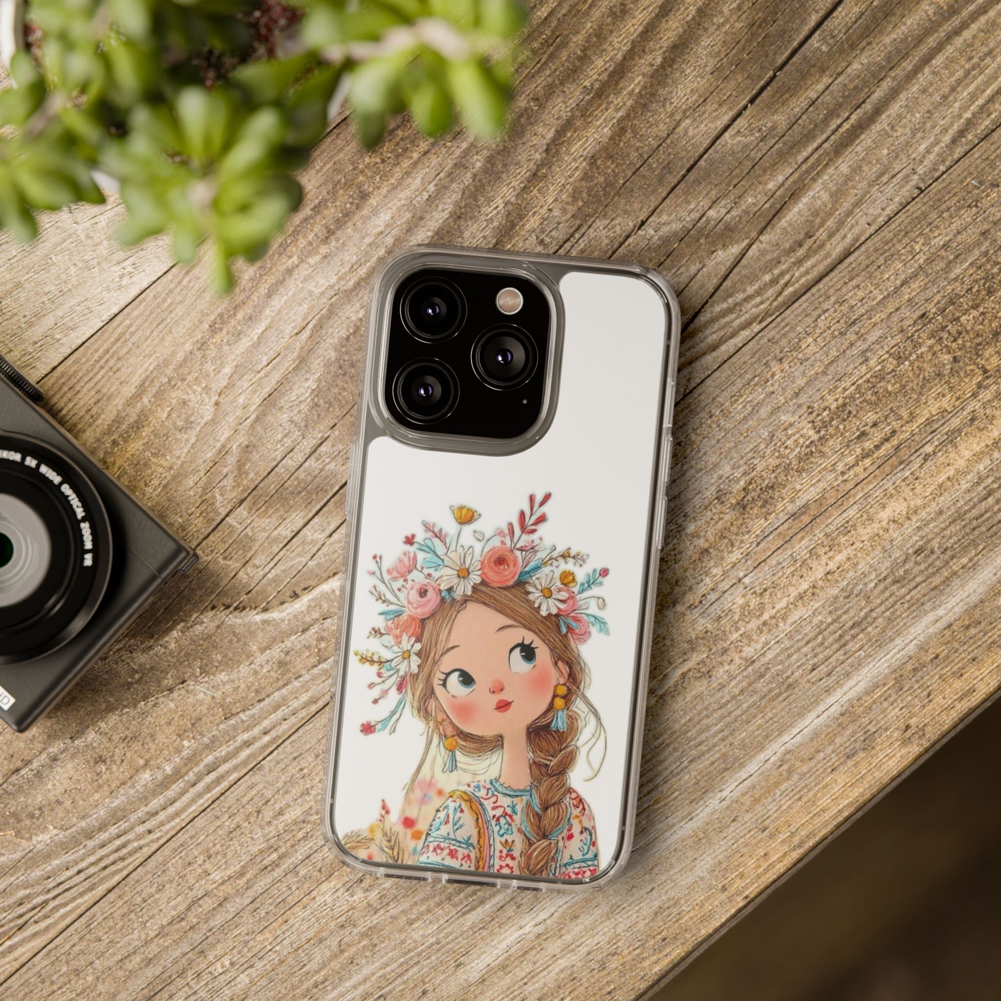 Floral Crown Girl Clear Phone Case