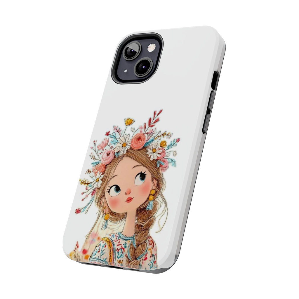 Floral Boho Girl Tough Phone Case — Cute Flower Crown Protection