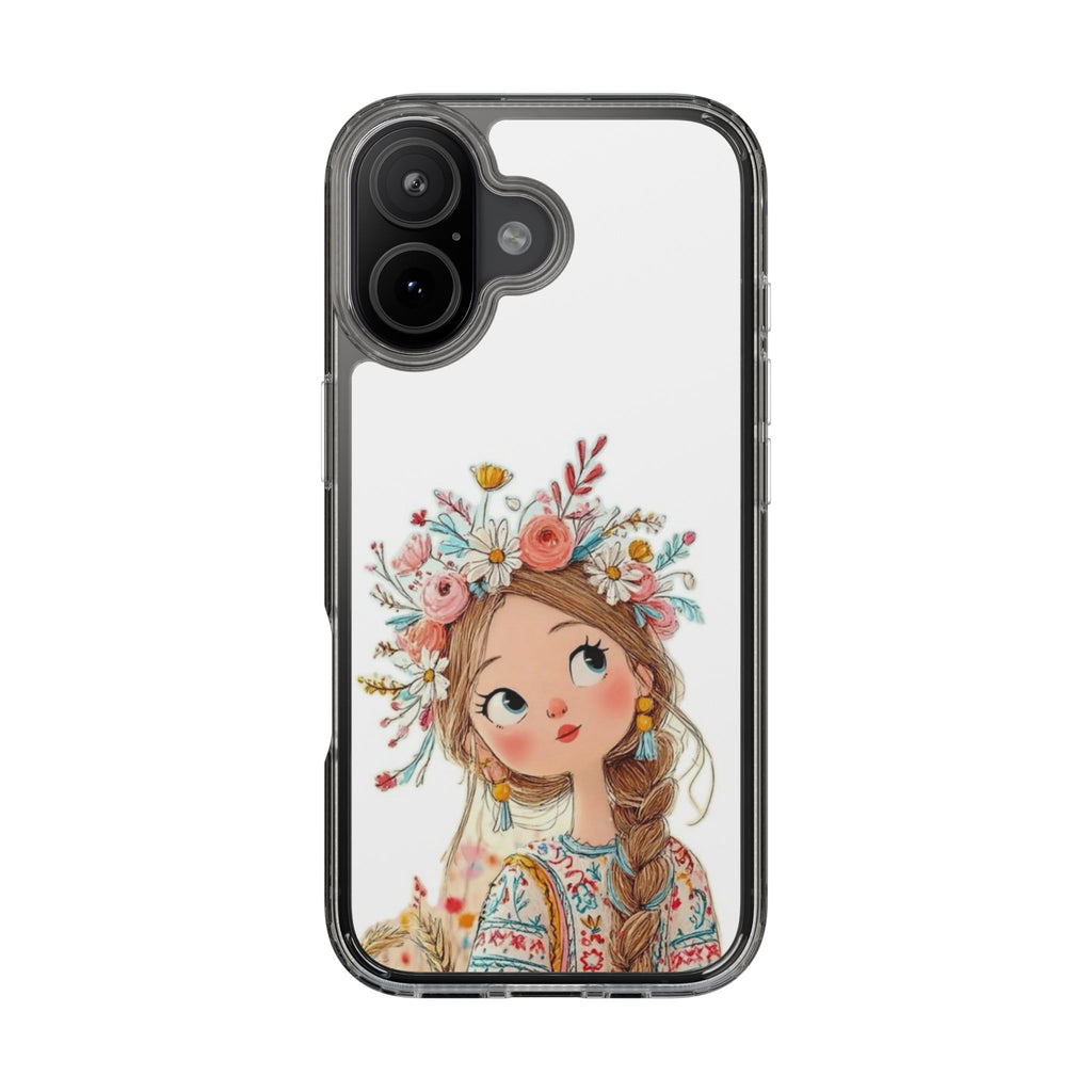 Floral Crown Girl Clear Phone Case