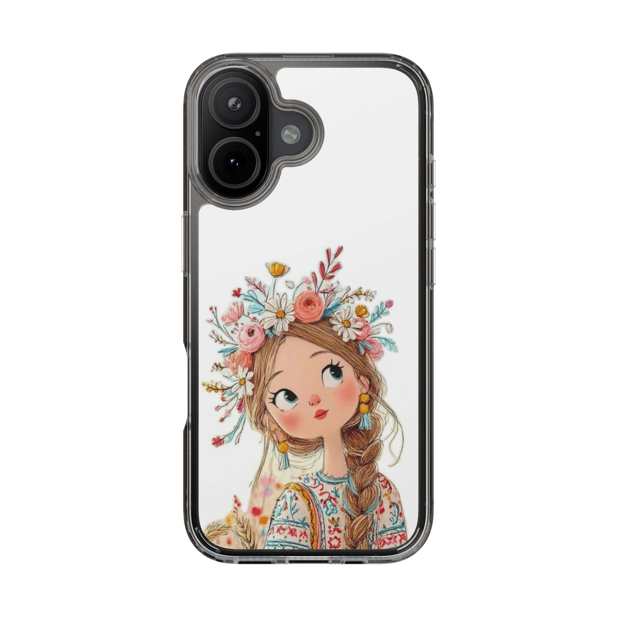 Floral Crown Girl Clear Phone Case