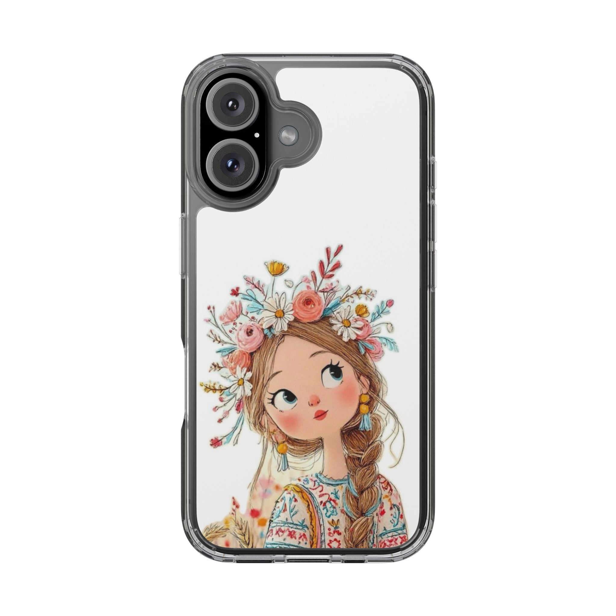 Floral Crown Girl Clear Phone Case