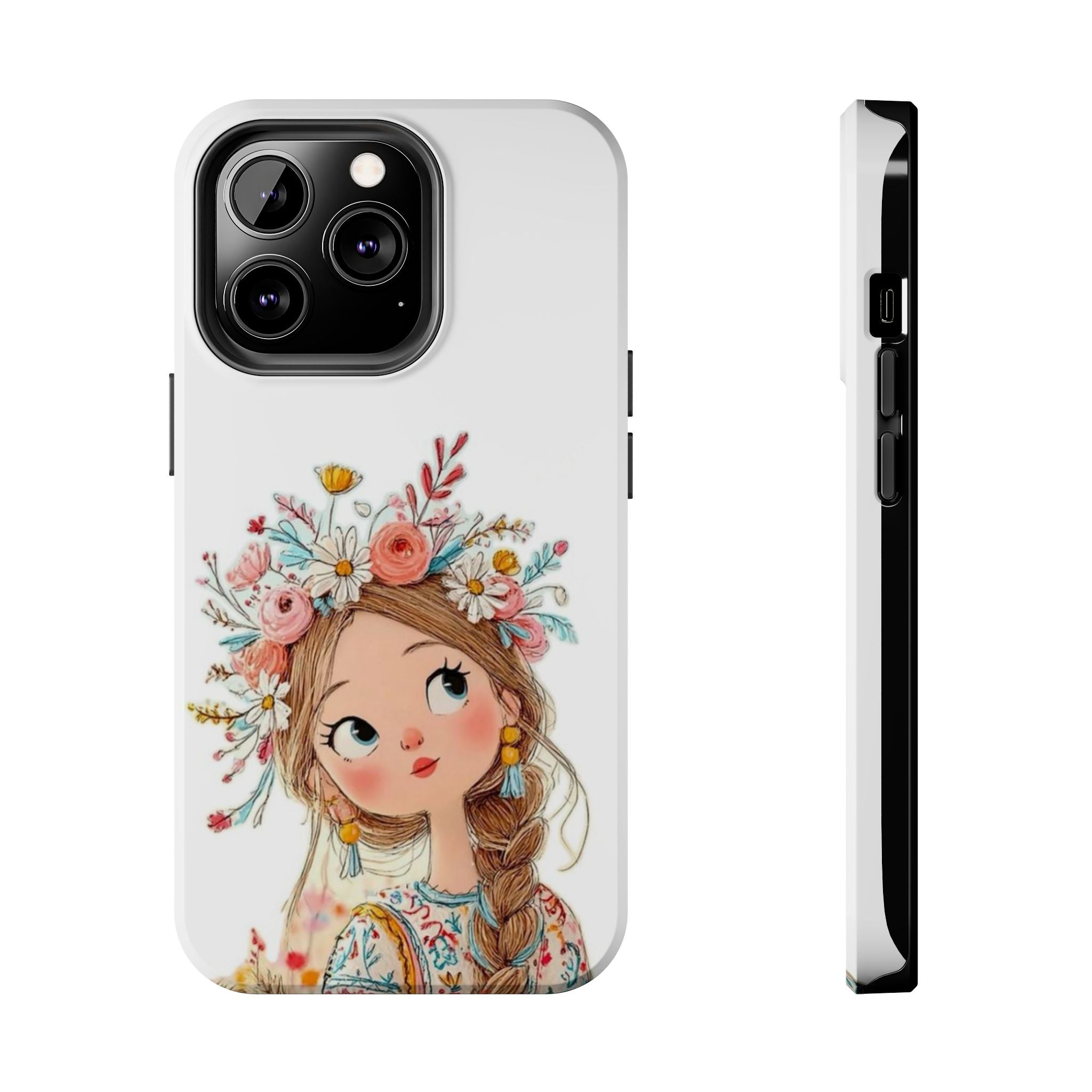 Floral Boho Girl Tough Phone Case — Cute Flower Crown Protection
