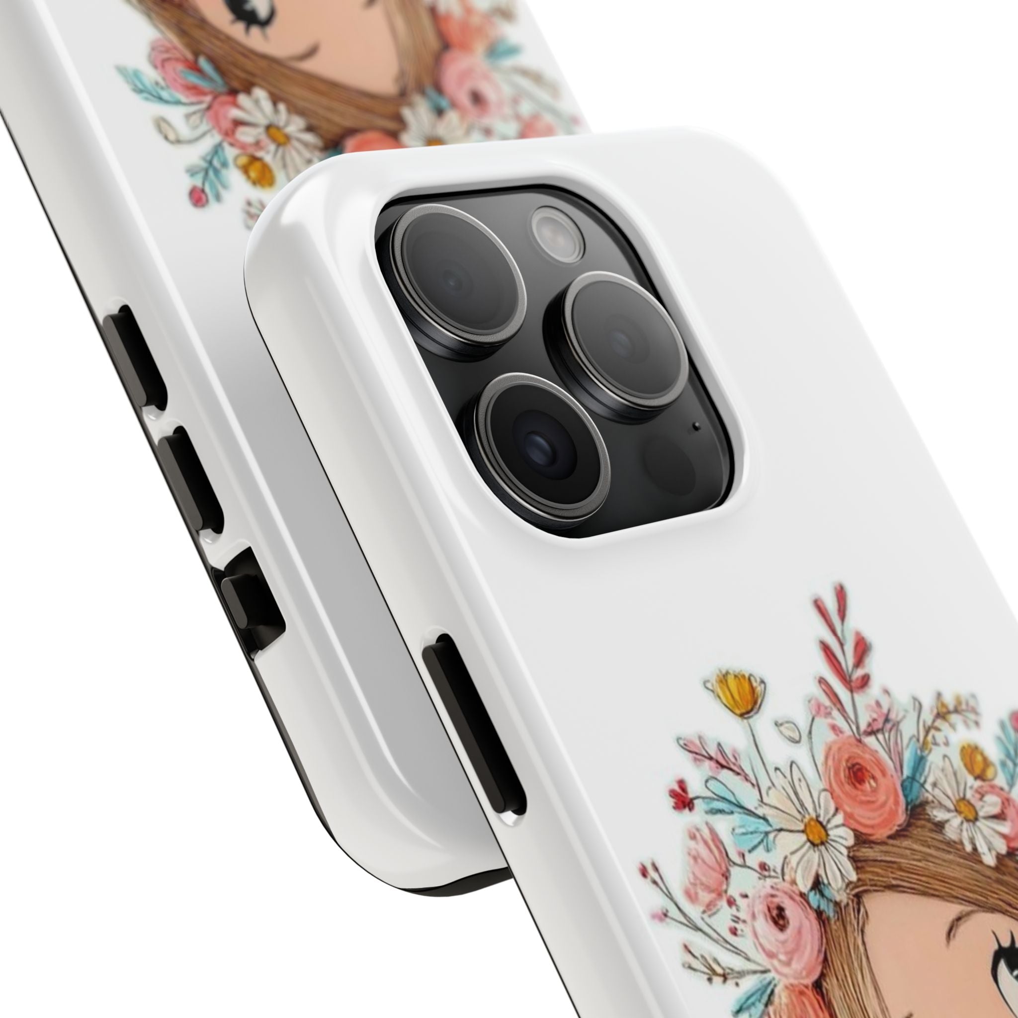 Floral Boho Girl Tough Phone Case — Cute Flower Crown Protection