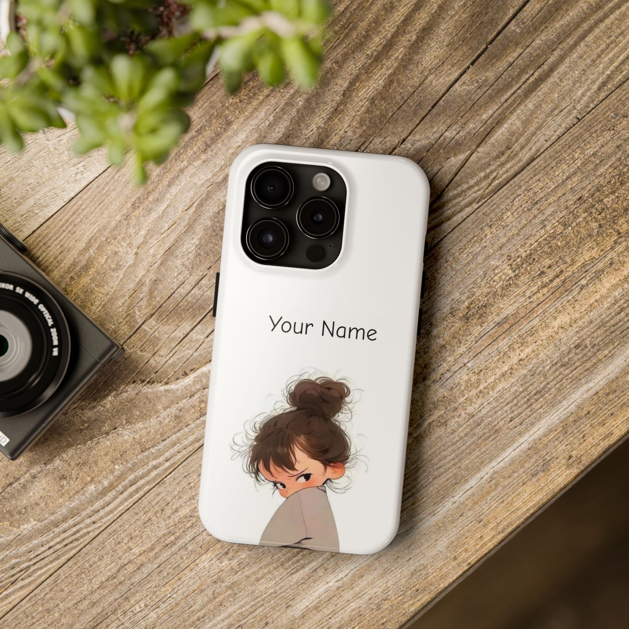 Personalized Cute Girl Tough Phone Case — Custom Name Protective iPhone Case
