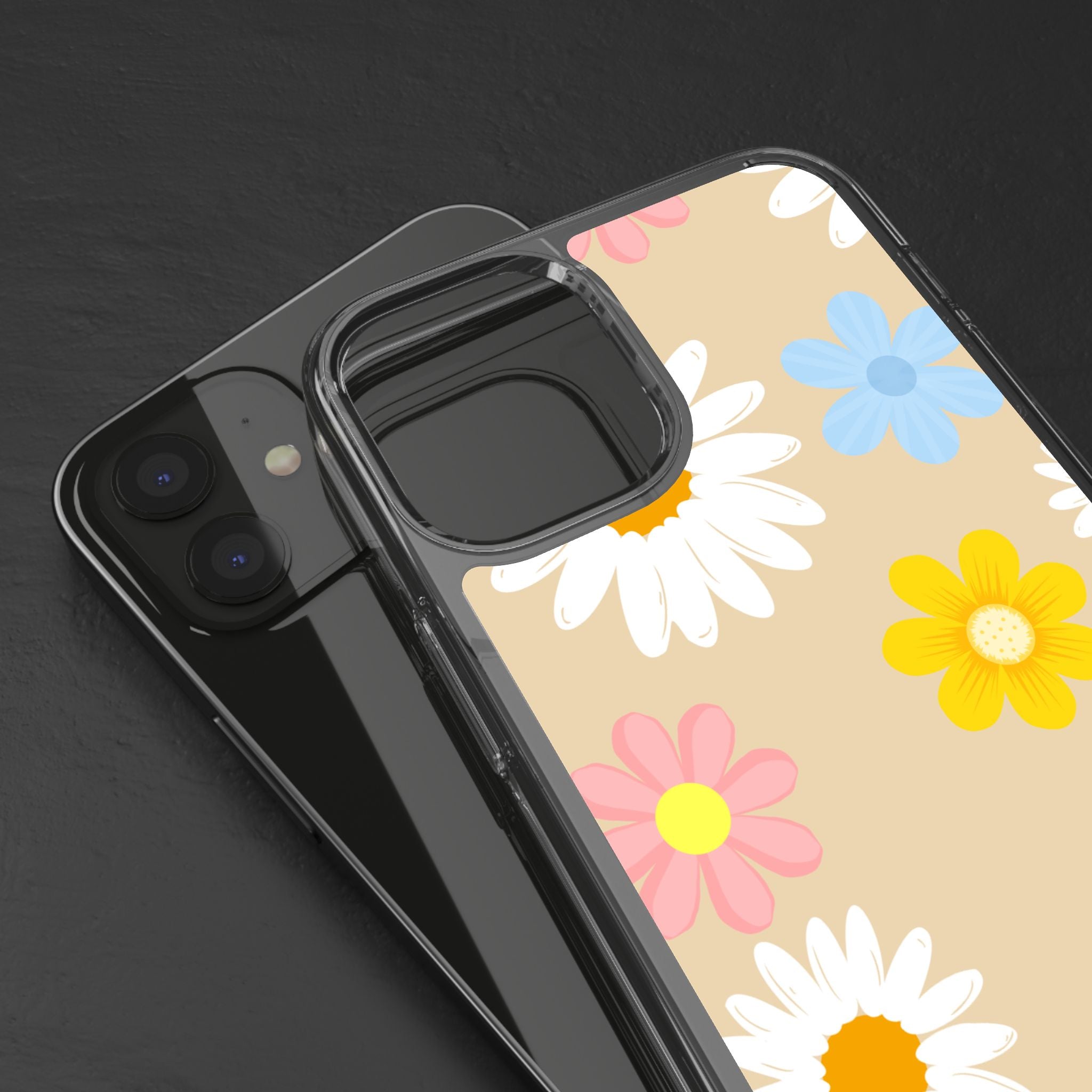 Daisy Floral Clear Phone Case — Pastel Flowers Protective iPhone Cover