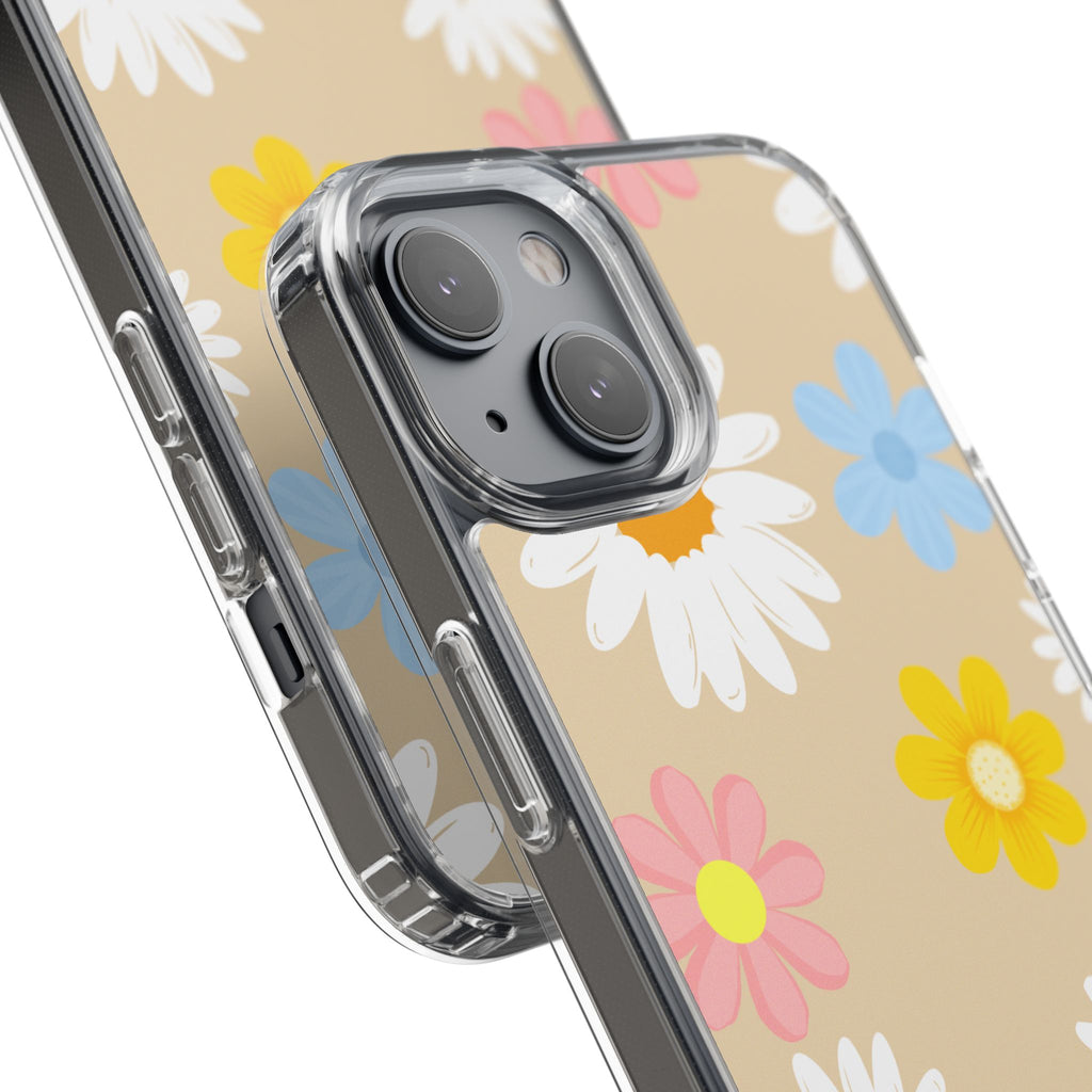 Daisy Floral Clear Phone Case — Pastel Flowers Protective iPhone Cover