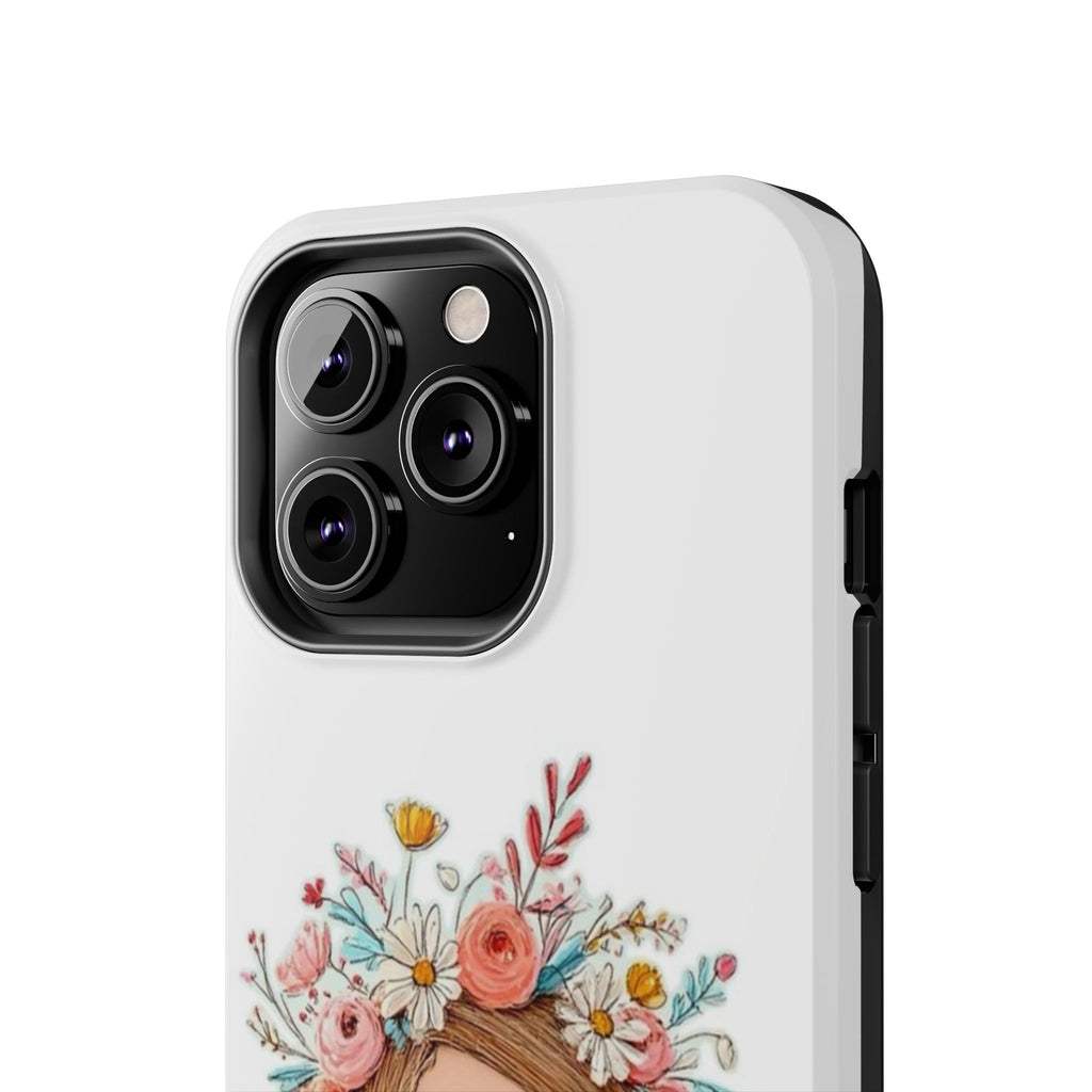 Floral Boho Girl Tough Phone Case — Cute Flower Crown Protection