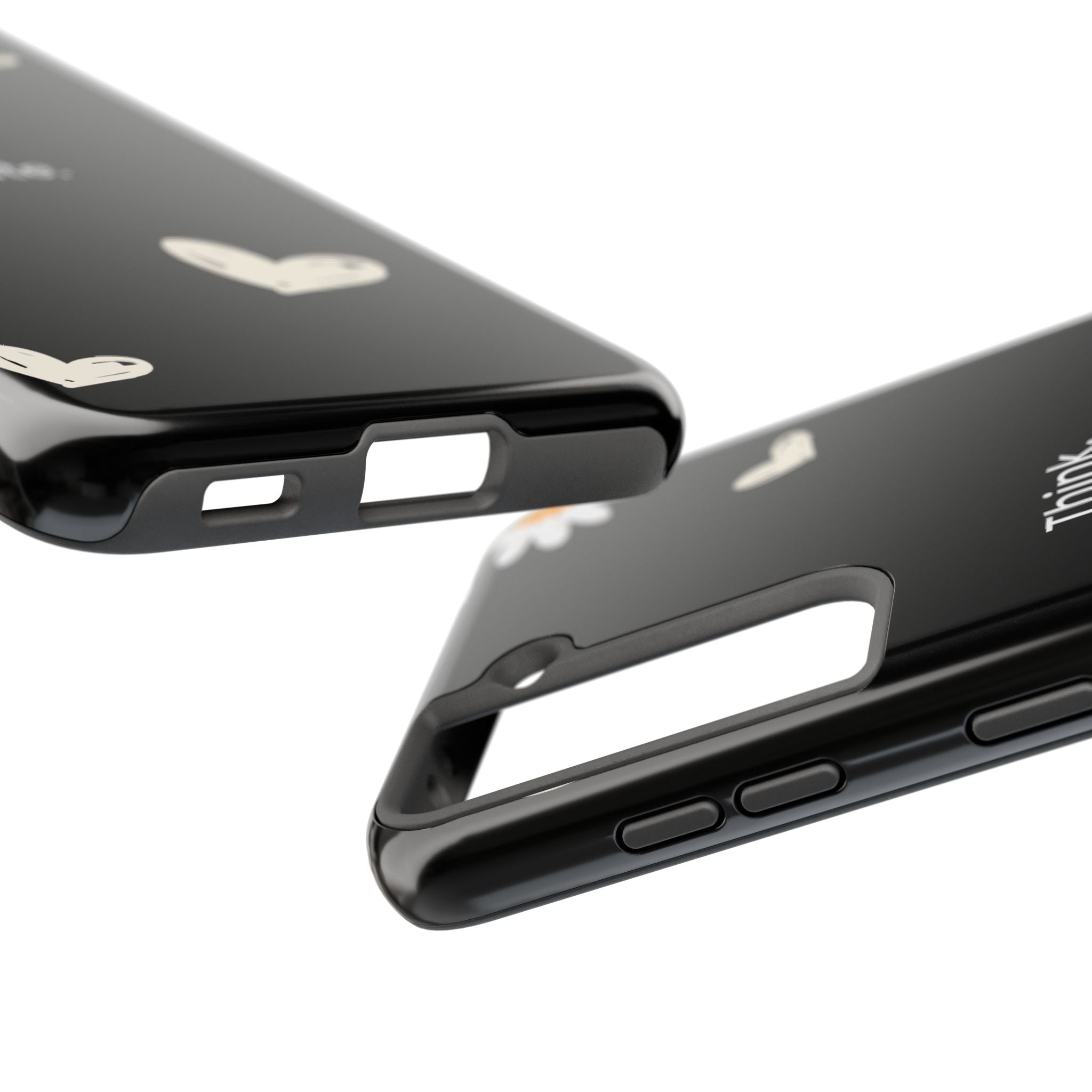 Think. Plan. Execute. Black Floral Tough Phone Case
