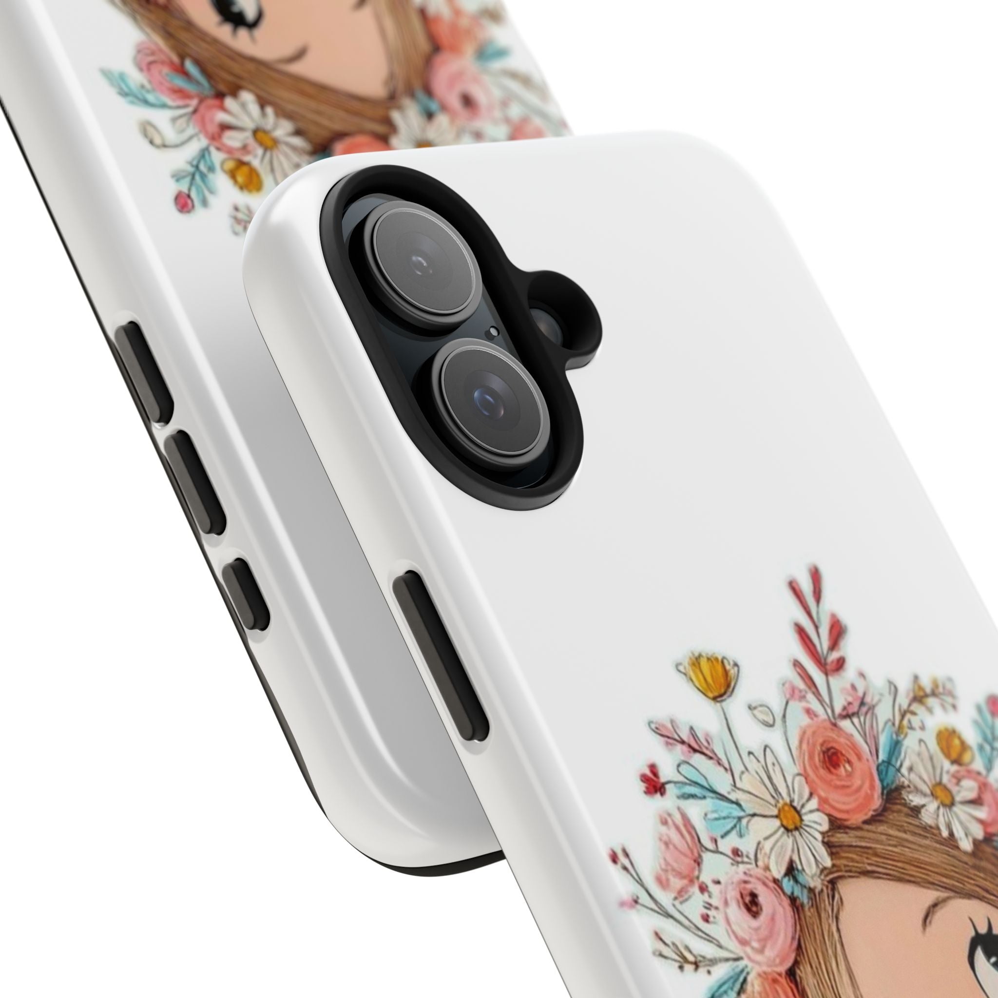 Floral Boho Girl Tough Phone Case — Cute Flower Crown Protection
