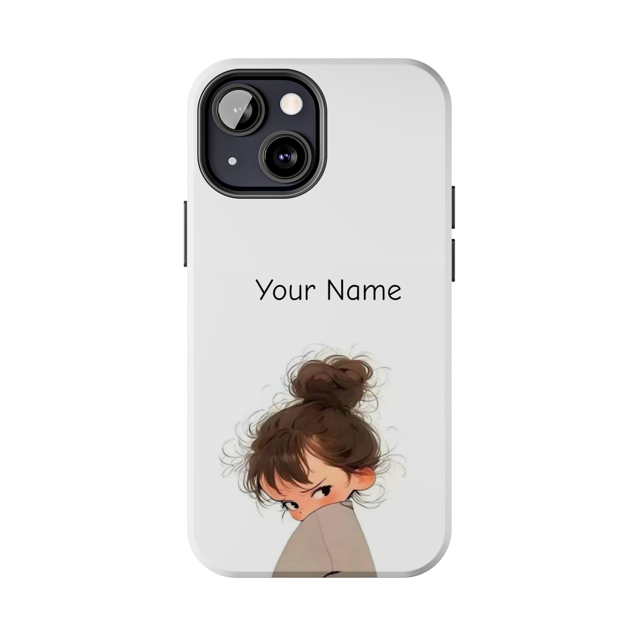 Personalized Cute Girl Tough Phone Case — Custom Name Protective iPhone Case