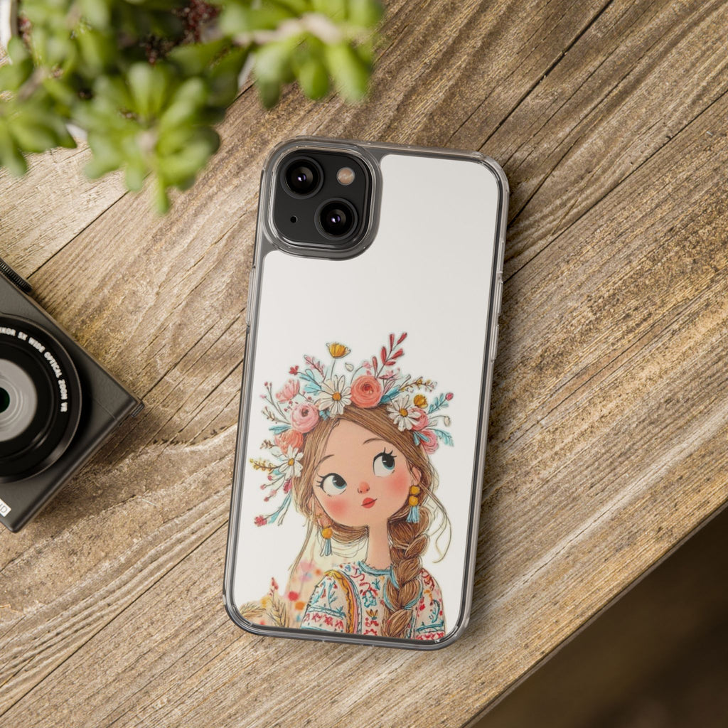 Floral Crown Girl Clear Phone Case