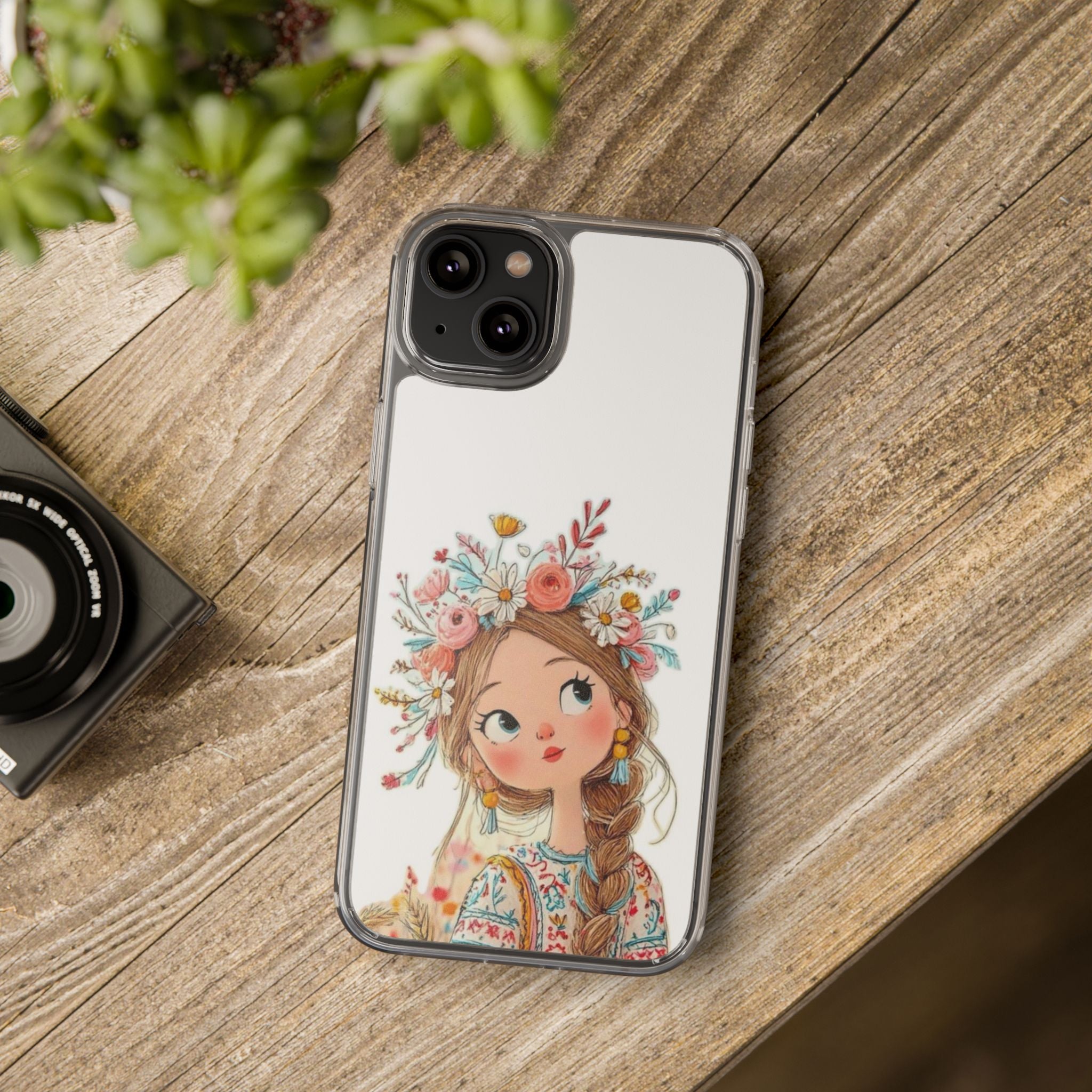 Floral Crown Girl Clear Phone Case