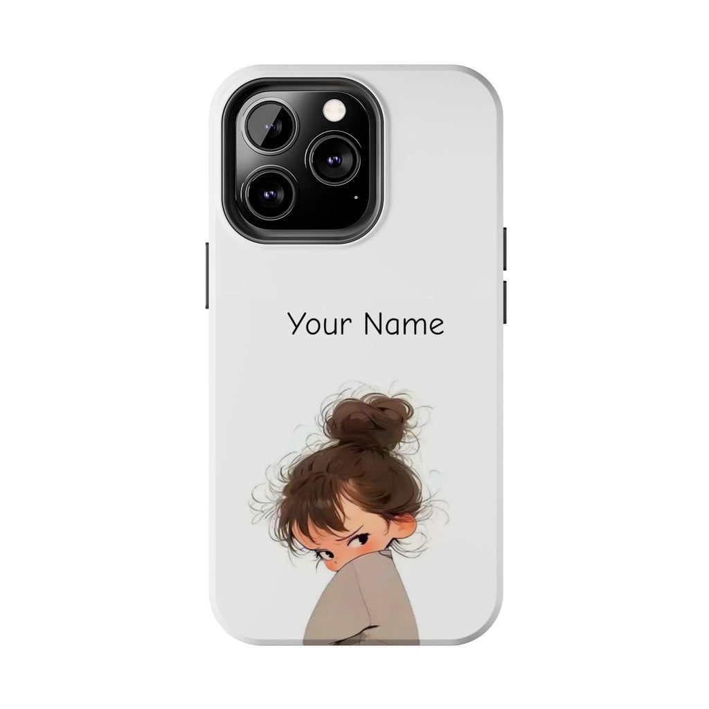 Personalized Cute Girl Tough Phone Case — Custom Name Protective iPhone Case