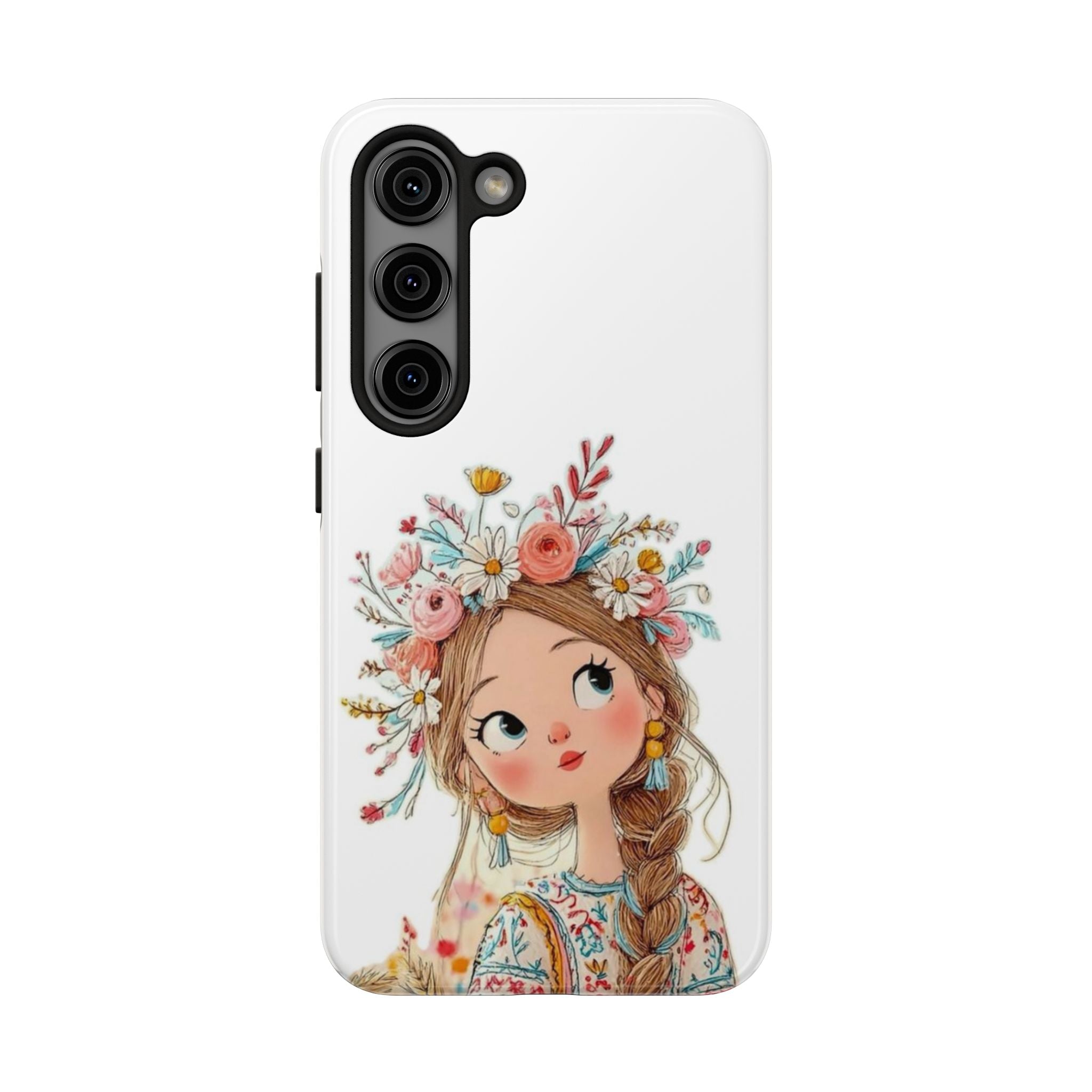 Floral Boho Girl Tough Phone Case — Cute Flower Crown Protection
