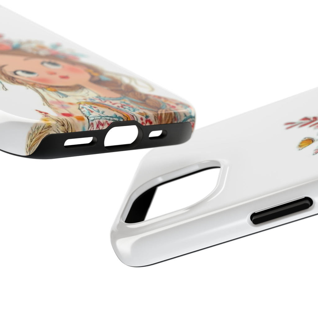 Floral Boho Girl Tough Phone Case — Cute Flower Crown Protection