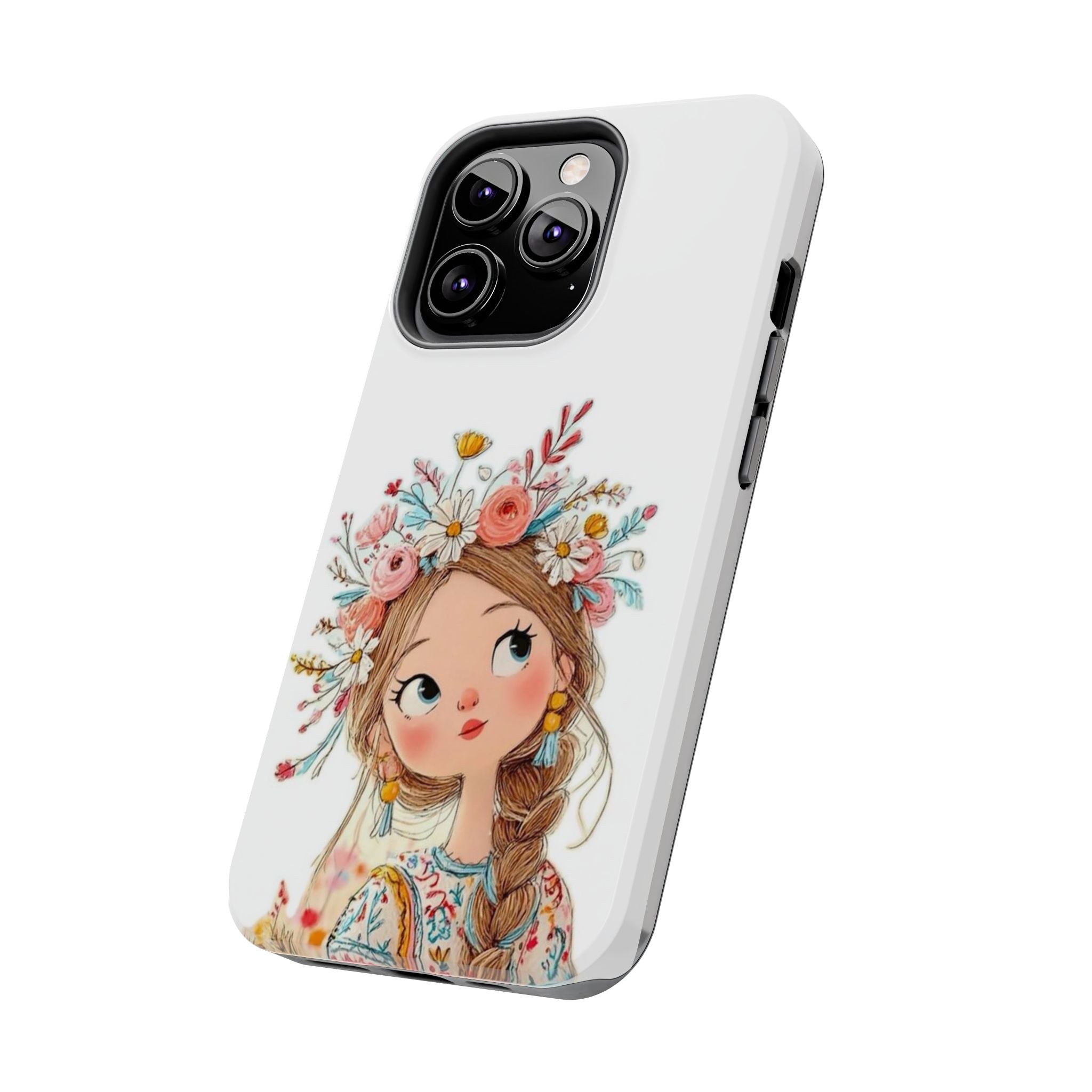 Floral Boho Girl Tough Phone Case — Cute Flower Crown Protection