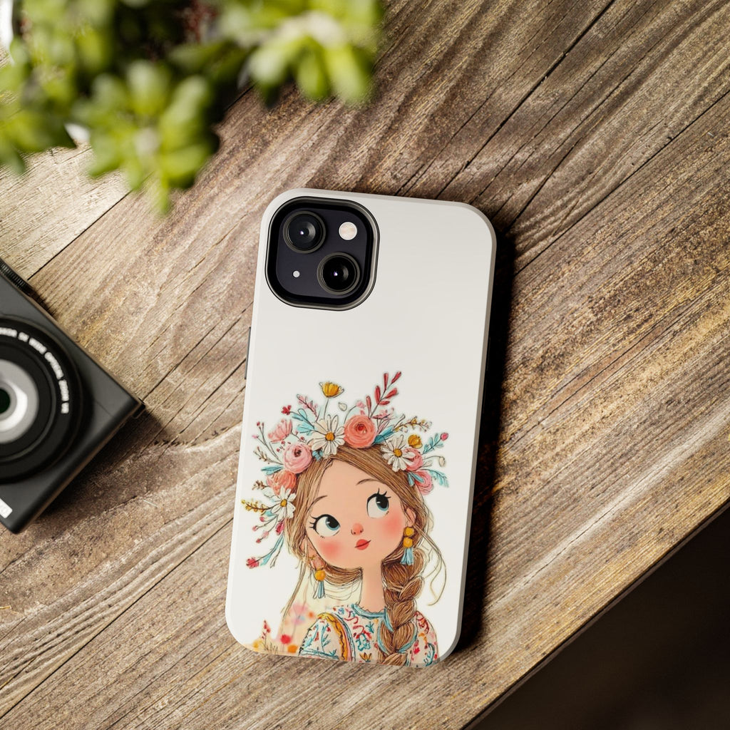 Floral Boho Girl Tough Phone Case — Cute Flower Crown Protection